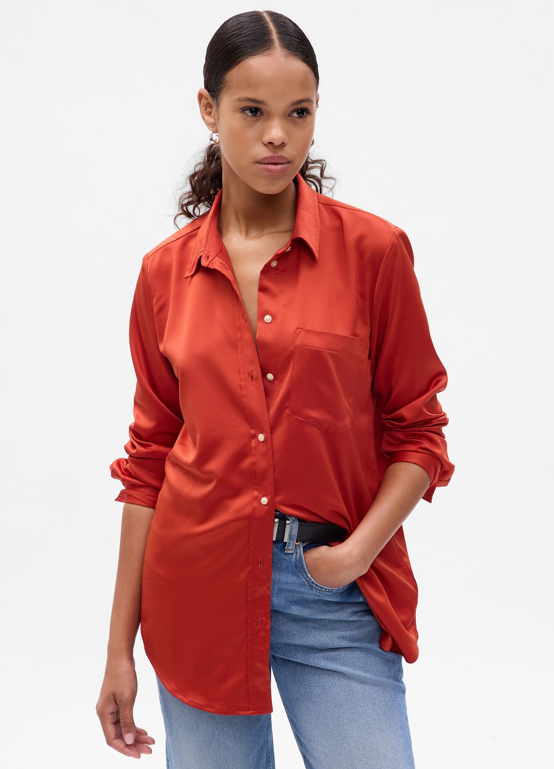 Boyfriend shirt in satin