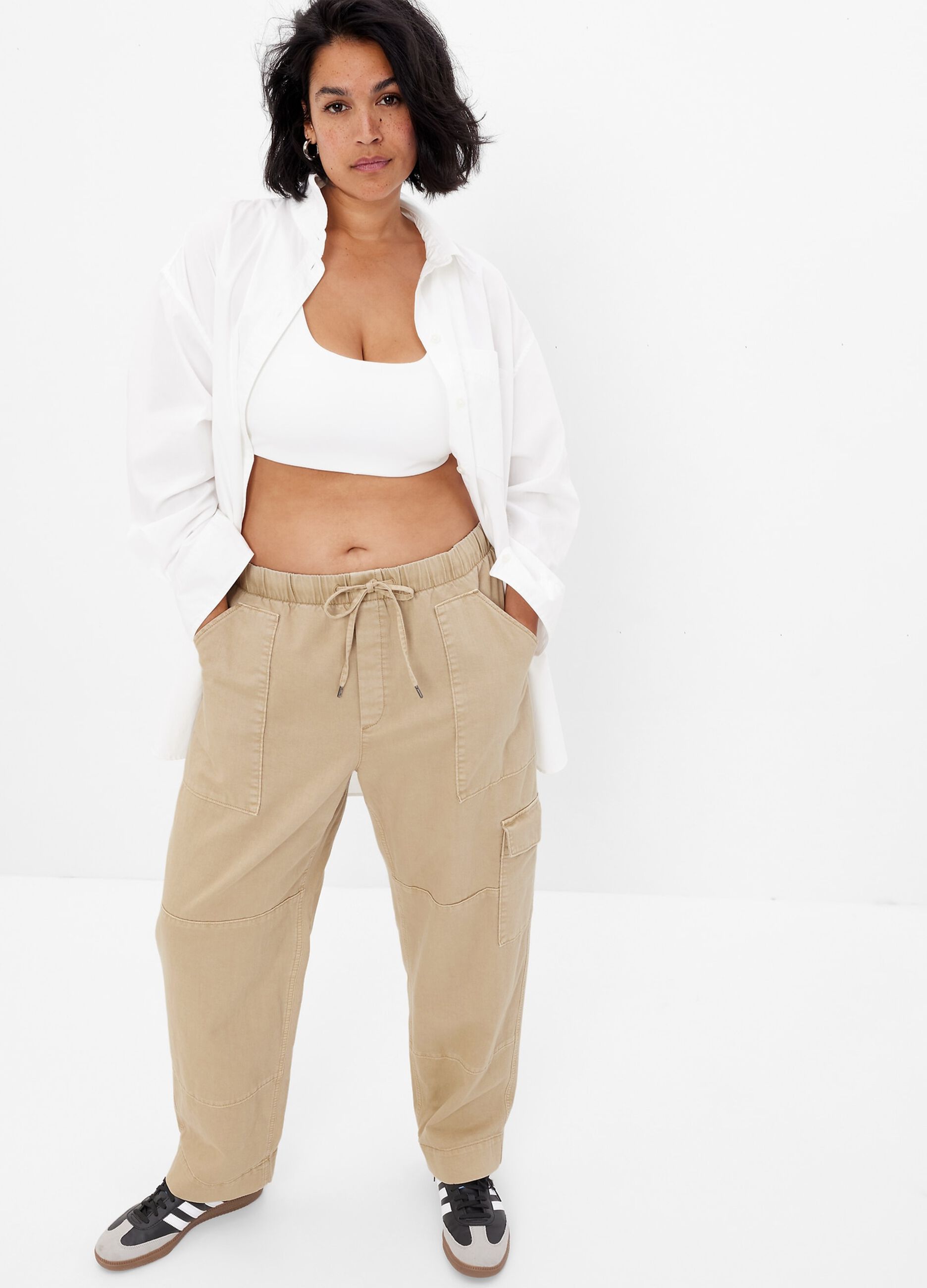Pull-on utility trousers with drawstring