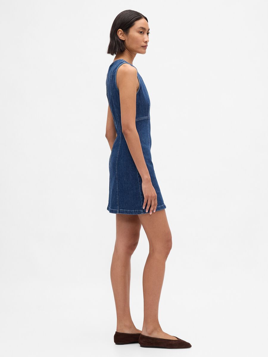 Abito denim elasticizzato con zip posteriore Donna_1