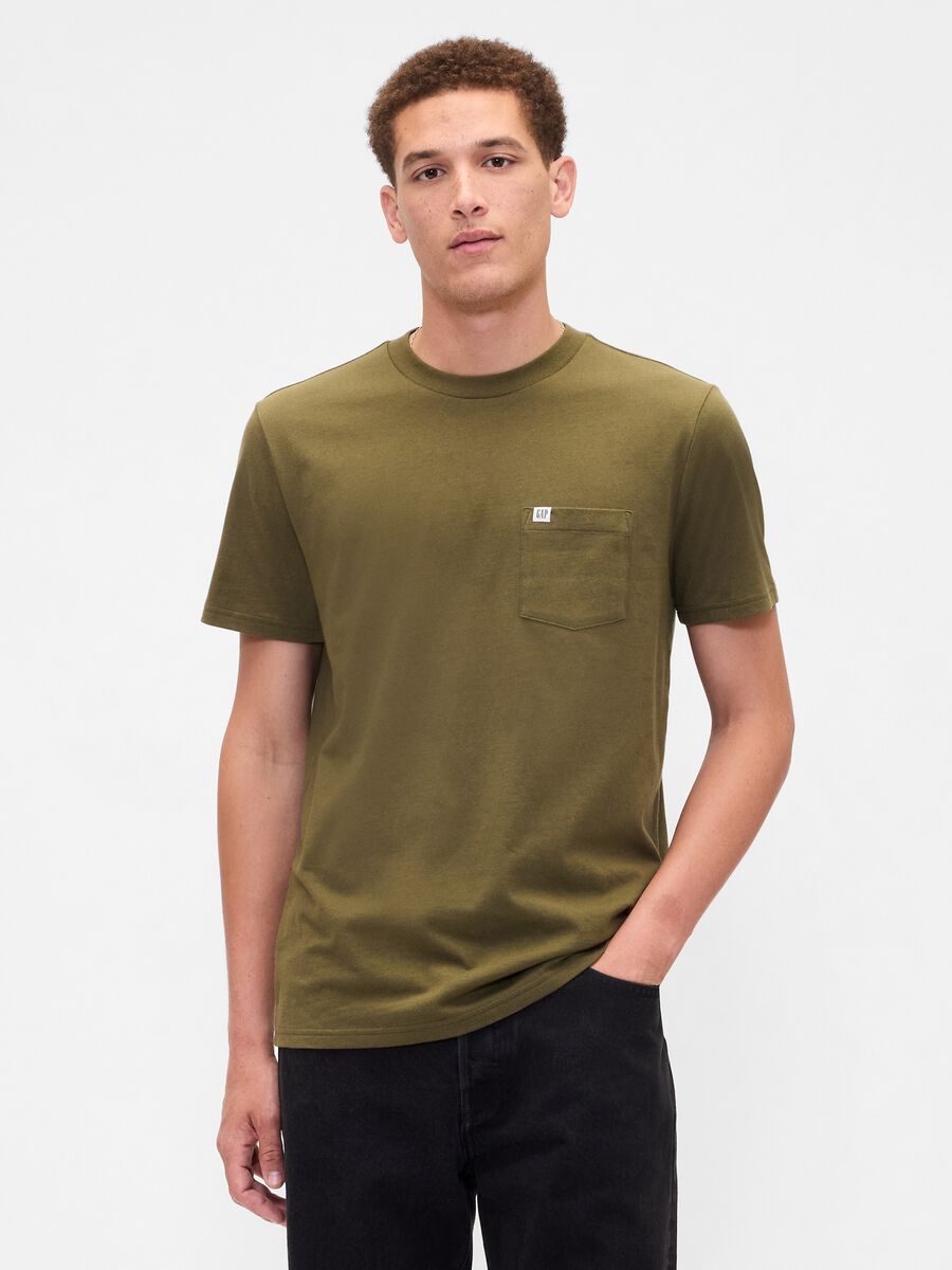 T-shirt verde a maniche corte in cotone Uomo_0