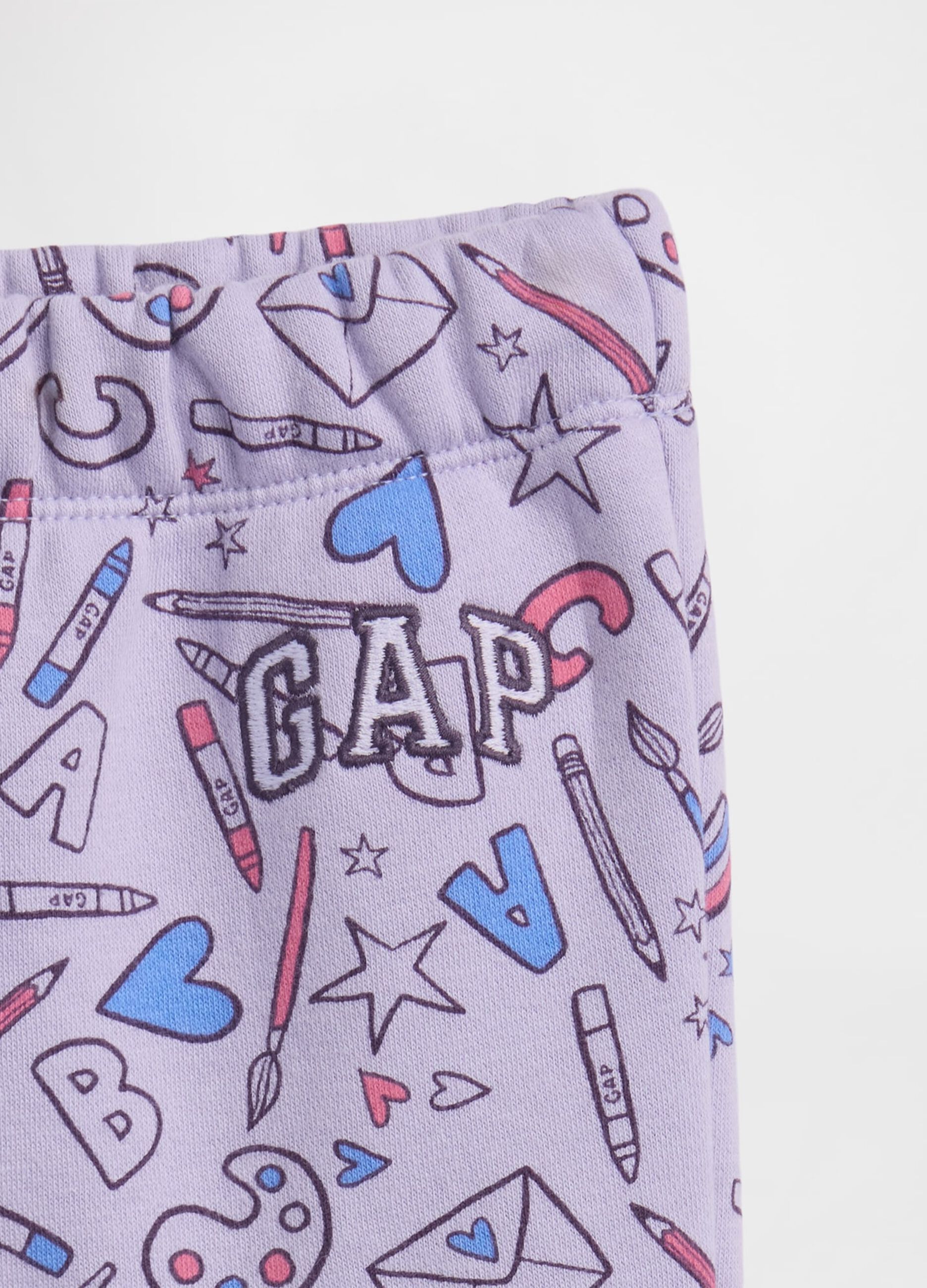 Pantaloni viola per bambina con stampa grafica_2