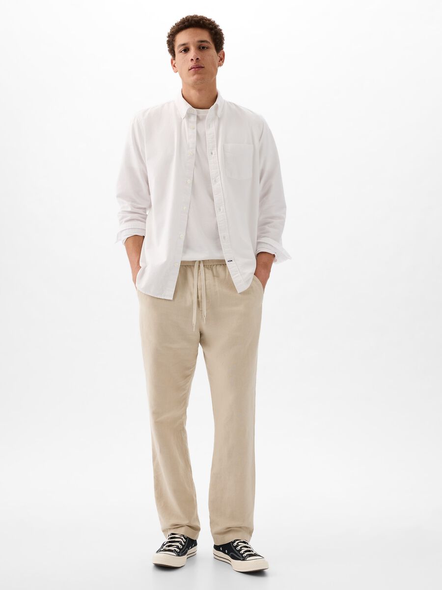 Pantalone pull-on in lino e cotone Uomo_0