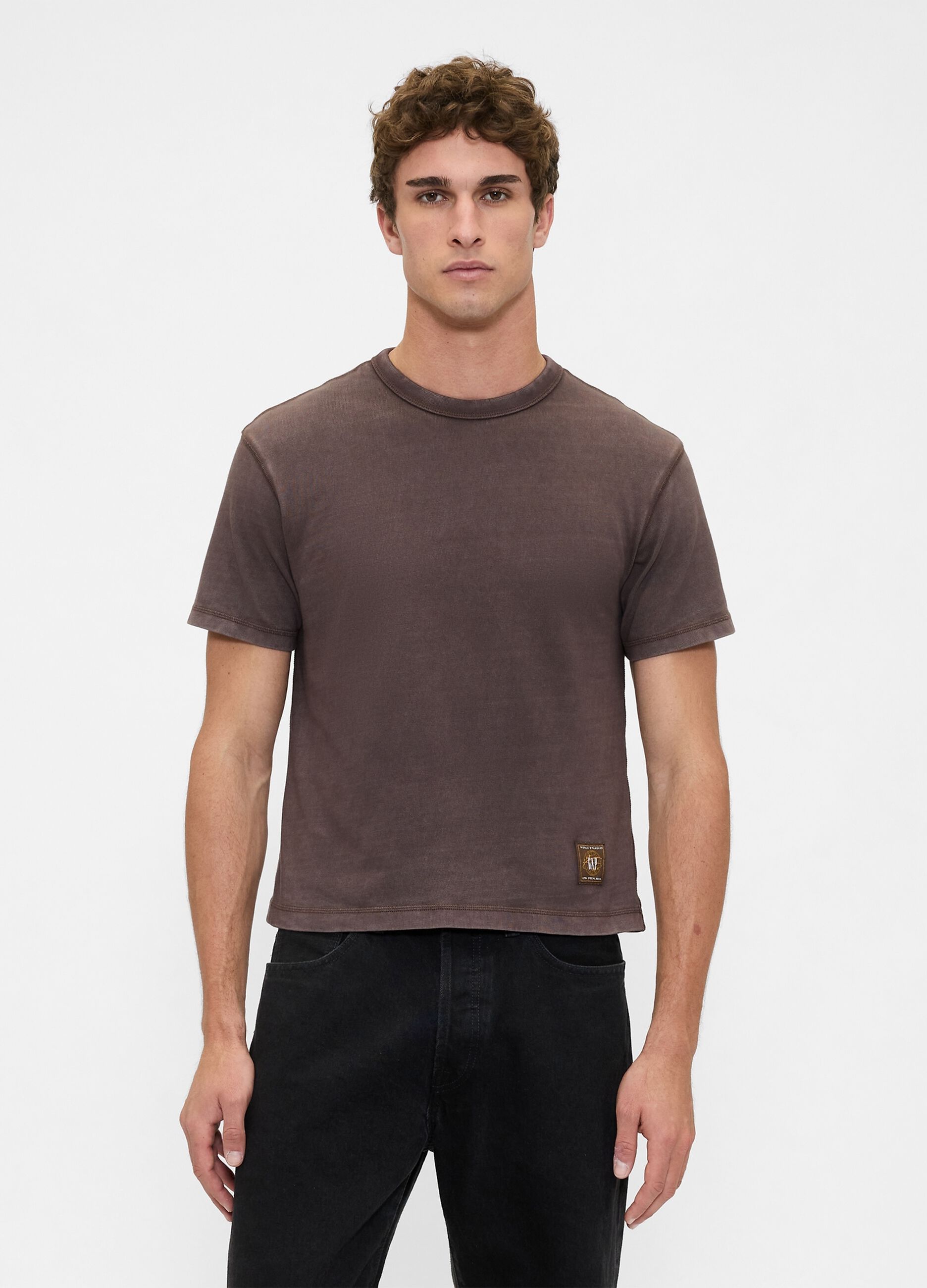 T-shirt marrone in cotone