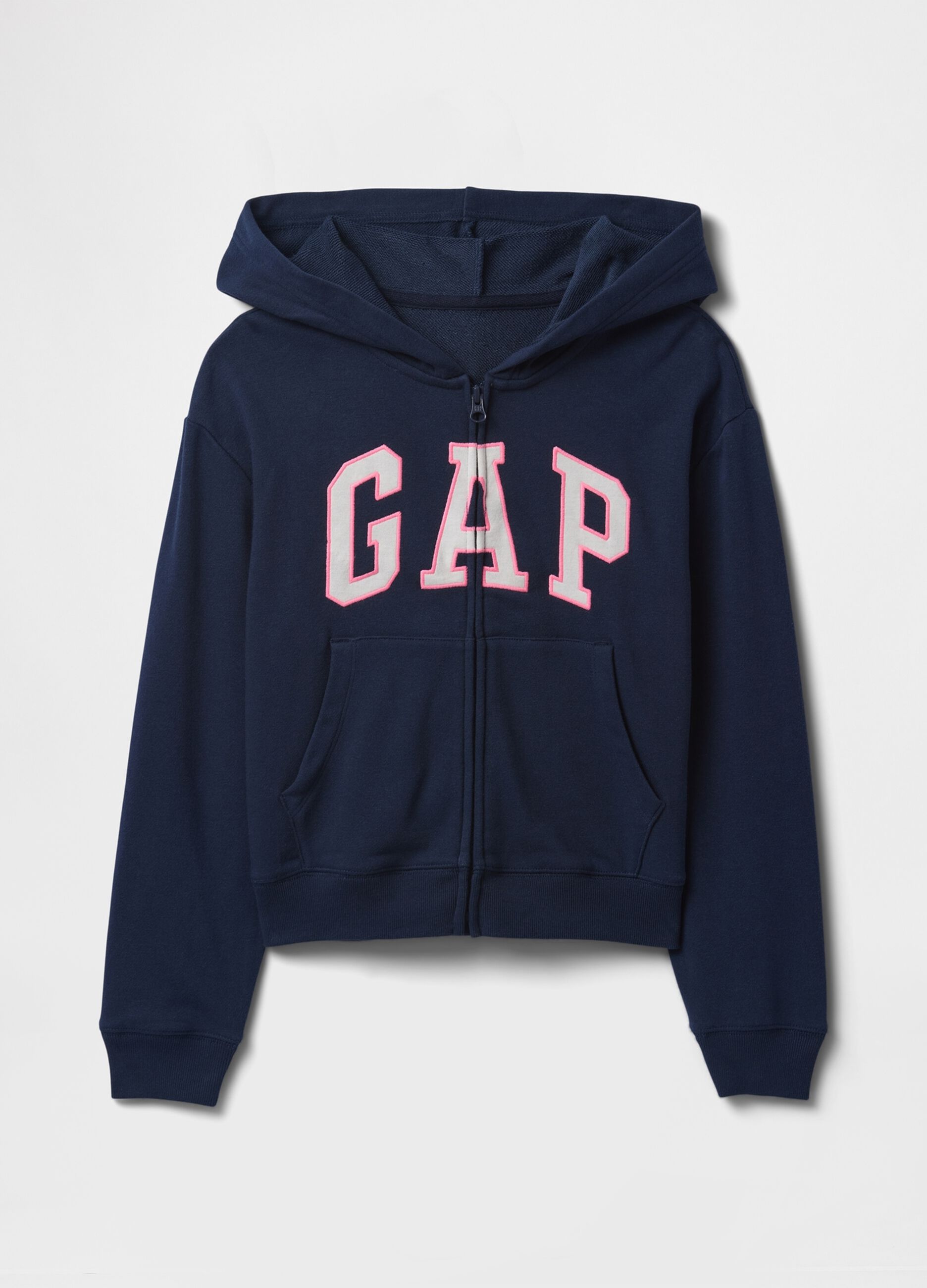 Girl's regular fit hoodie in blue cotton blend