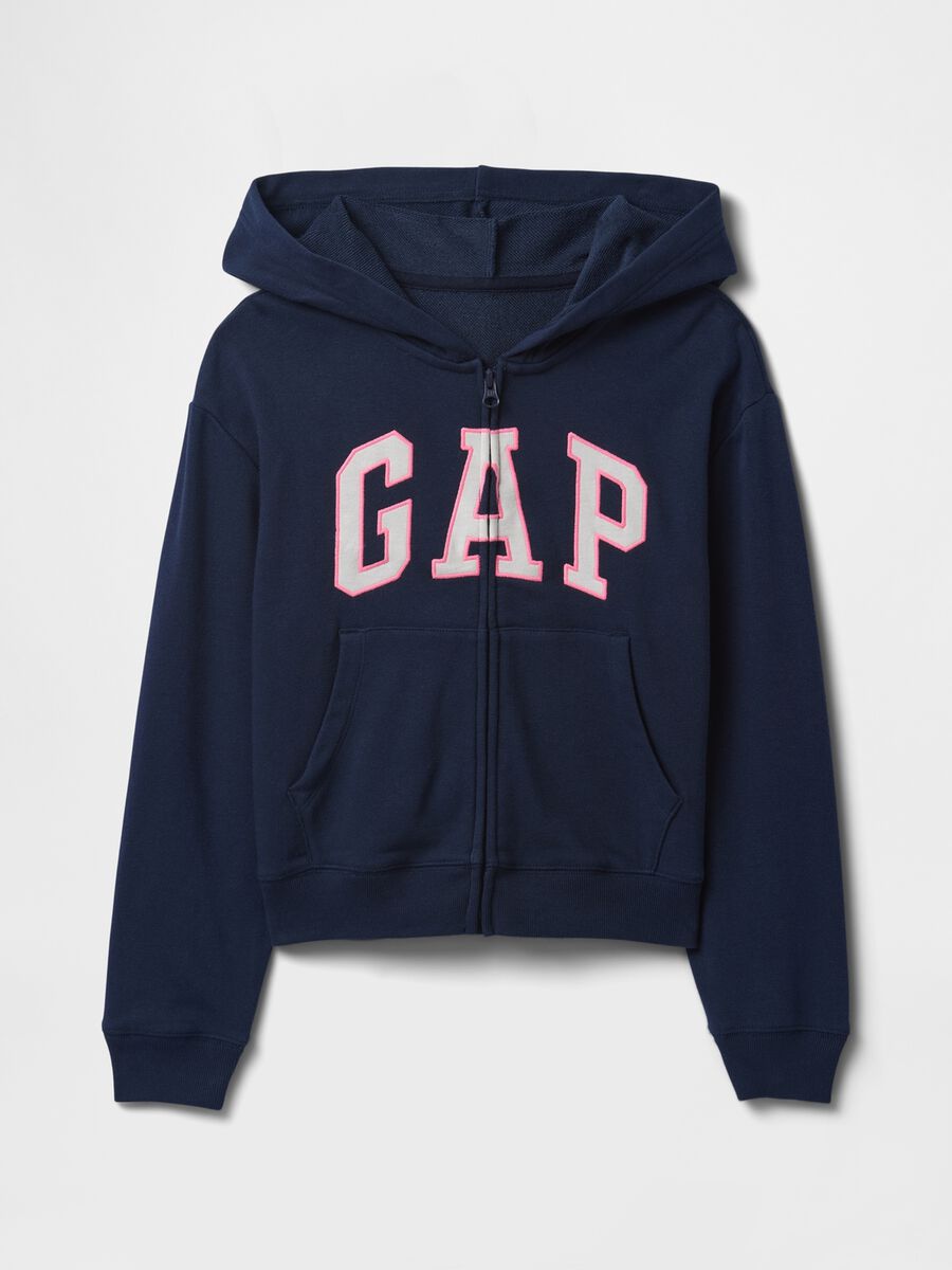 Girl's regular fit hoodie in blue cotton blend Girl_3