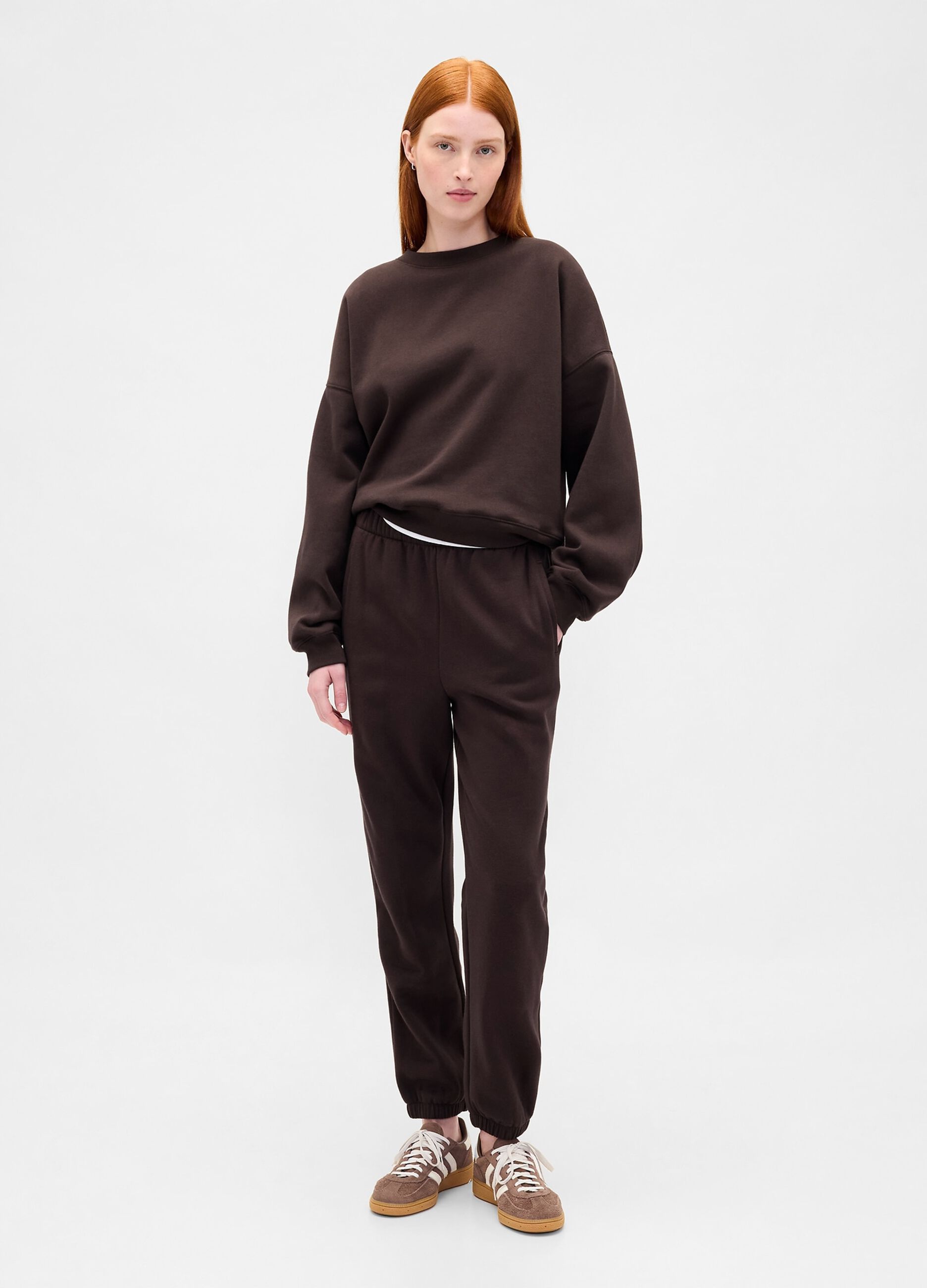 Brown Cotton Blend Crew Neck Sweatshirt