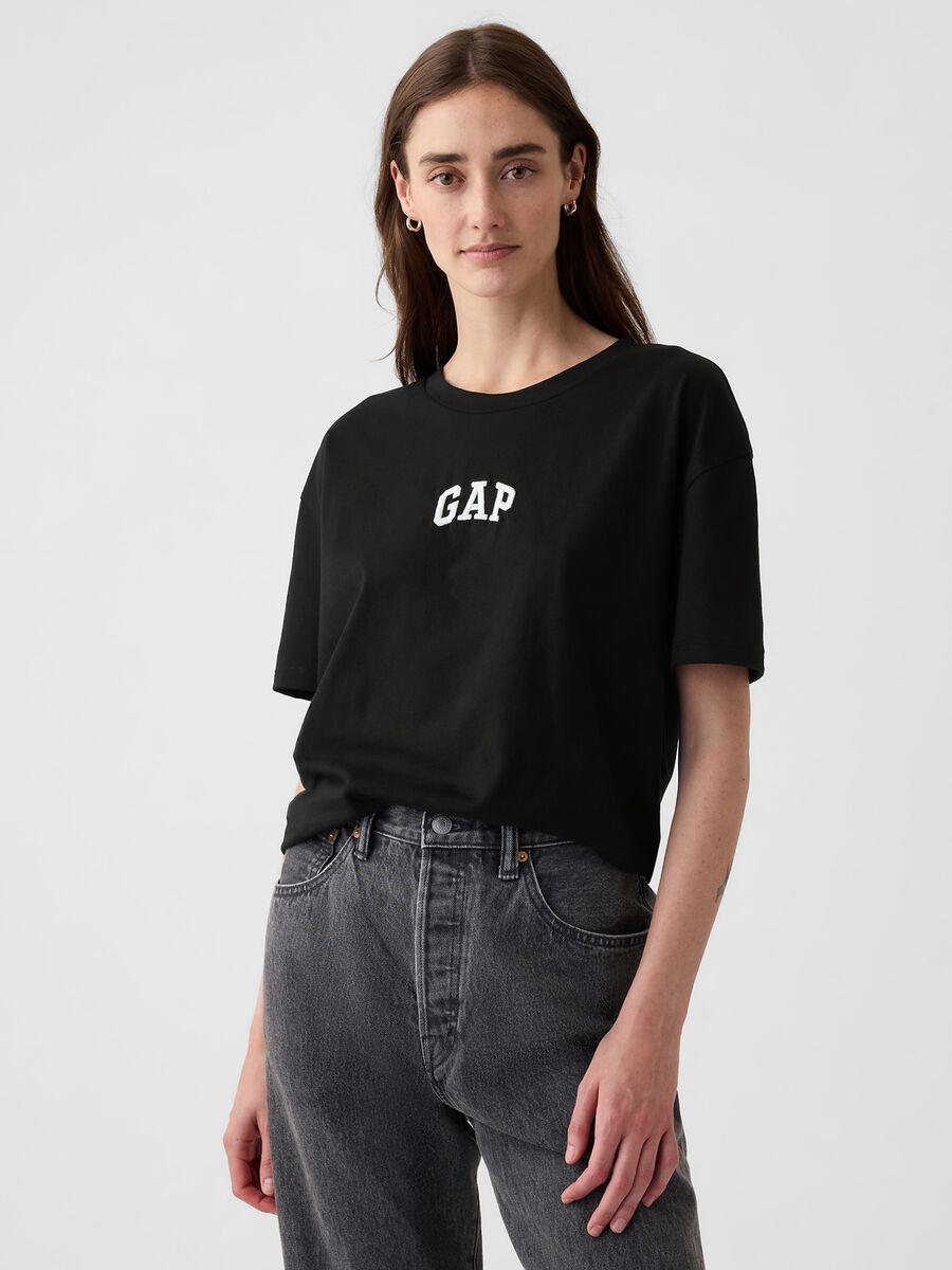 T-shirt in cotone a maniche corte Donna_0