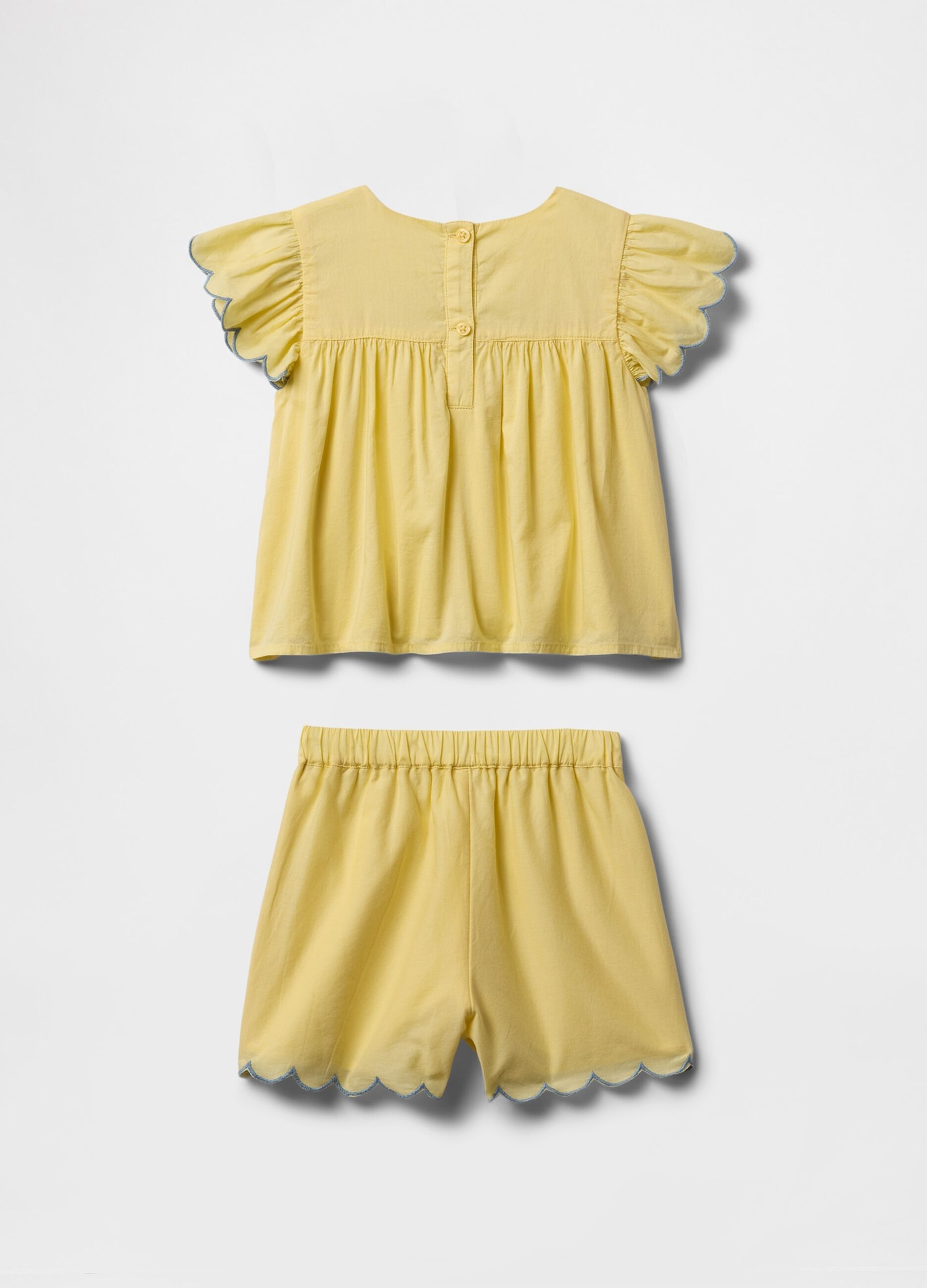 Set giallo in puro cotone con ricami floreali GAP Kids_3