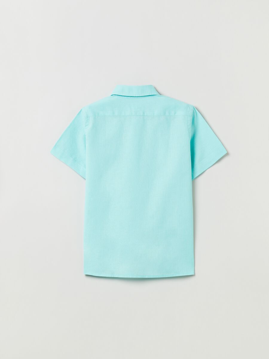 Linen and cotton shirt with short sleeves Boy_1