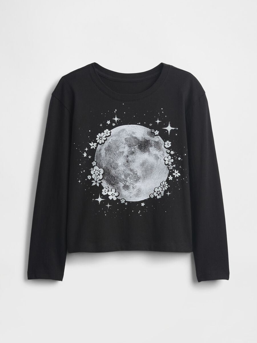 Long sleeve black cotton t-shirt Girl_2