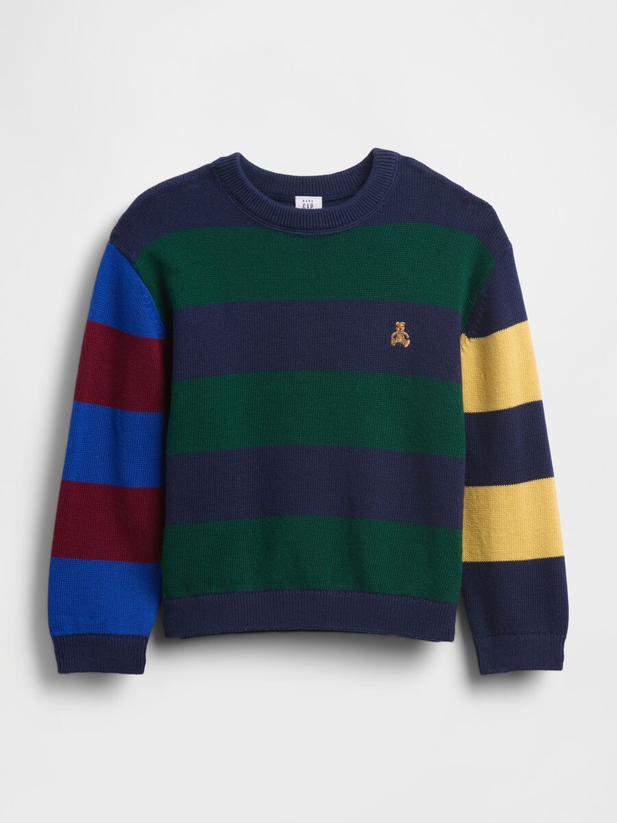 Maglione multicolor a righe in cotone Bimbo_0