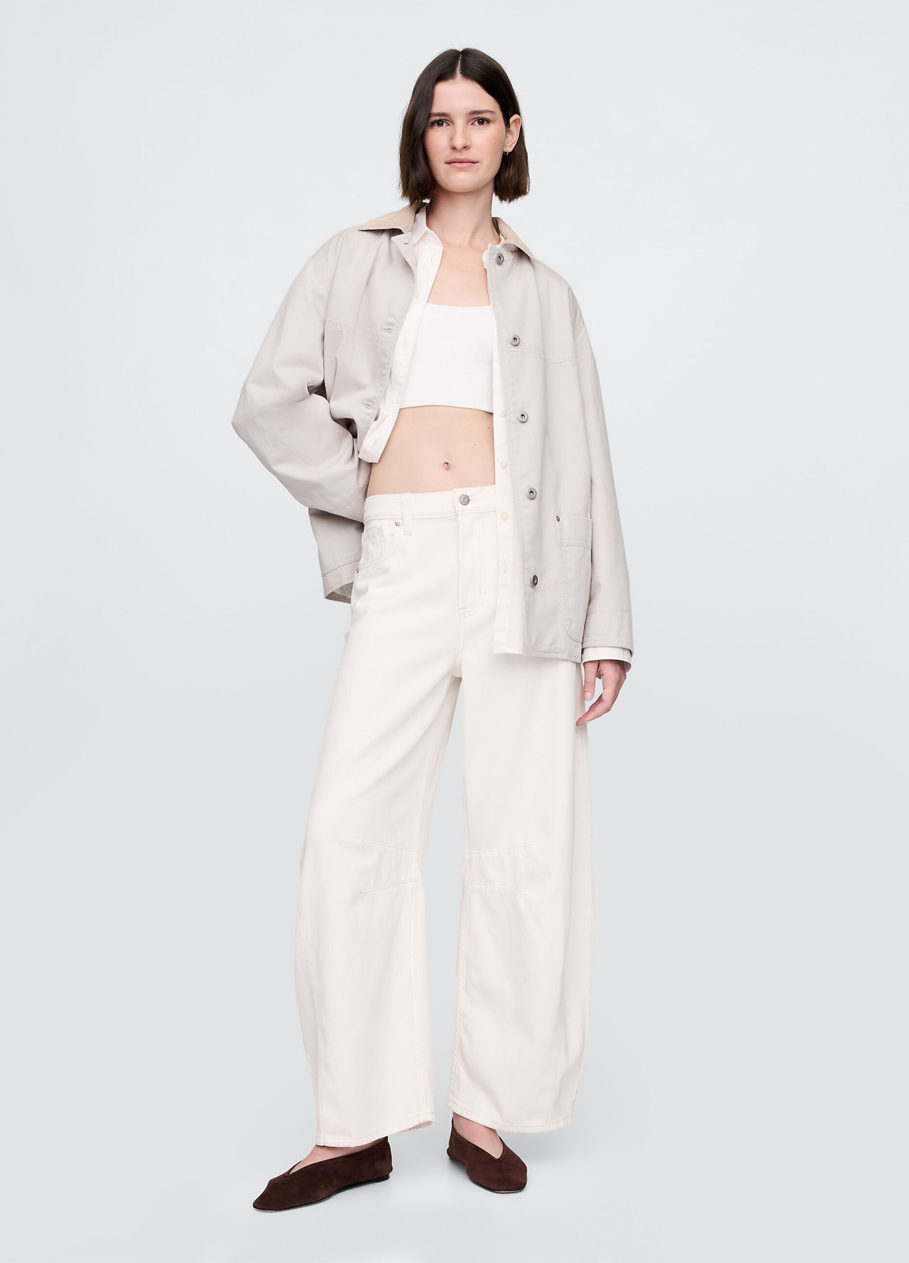 Pantaloni ampi bianchi in cotone