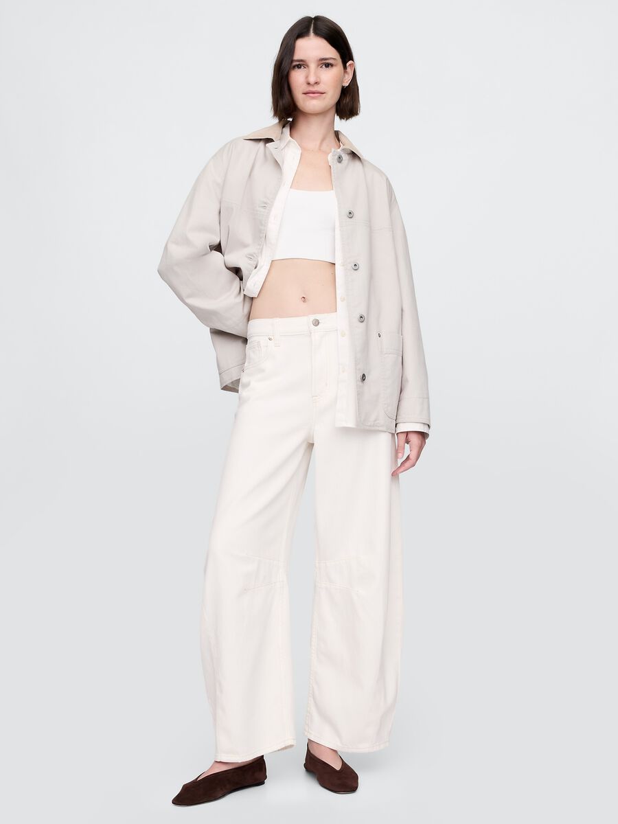 Pantaloni ampi bianchi in cotone Donna_0