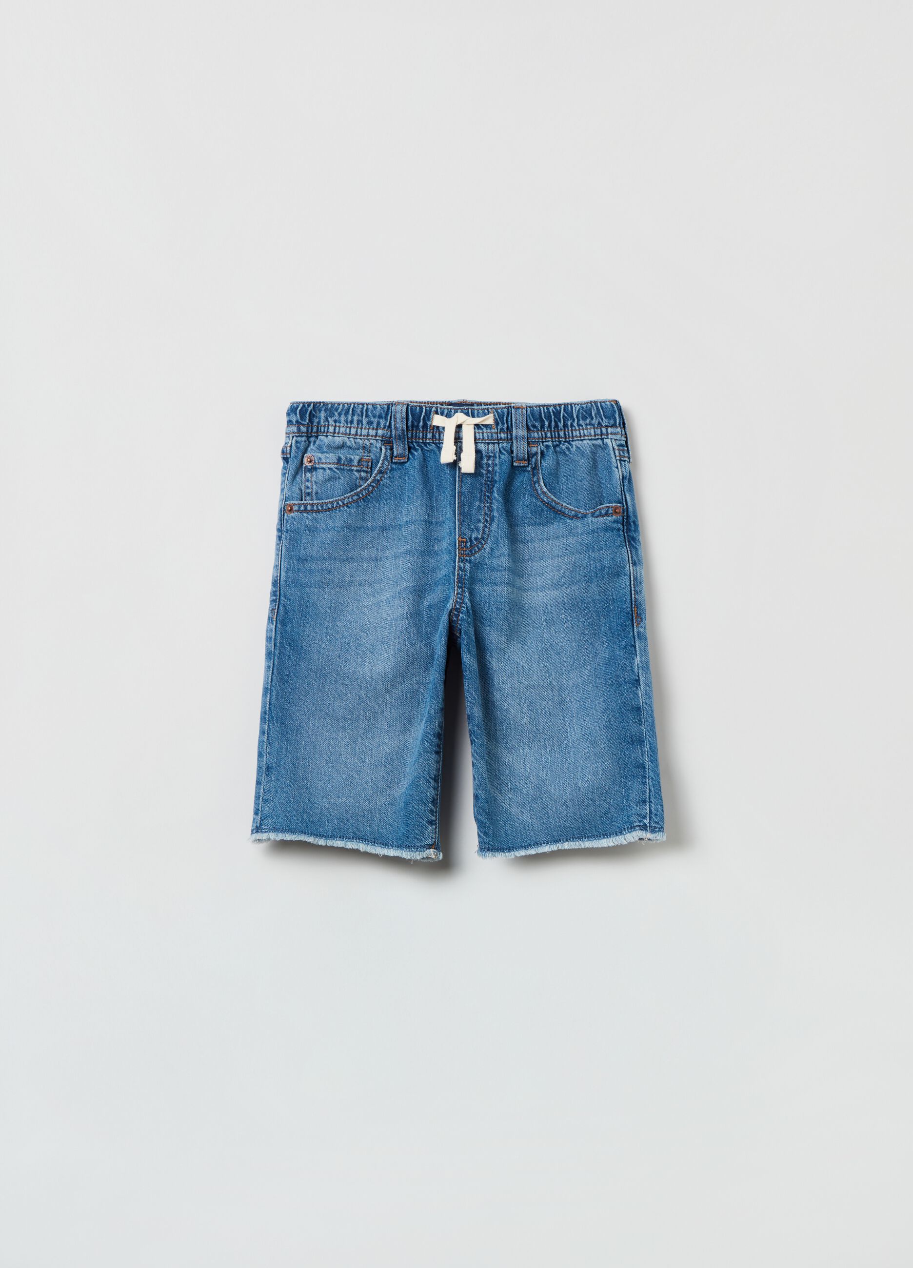 Bermuda in denim con coulisse