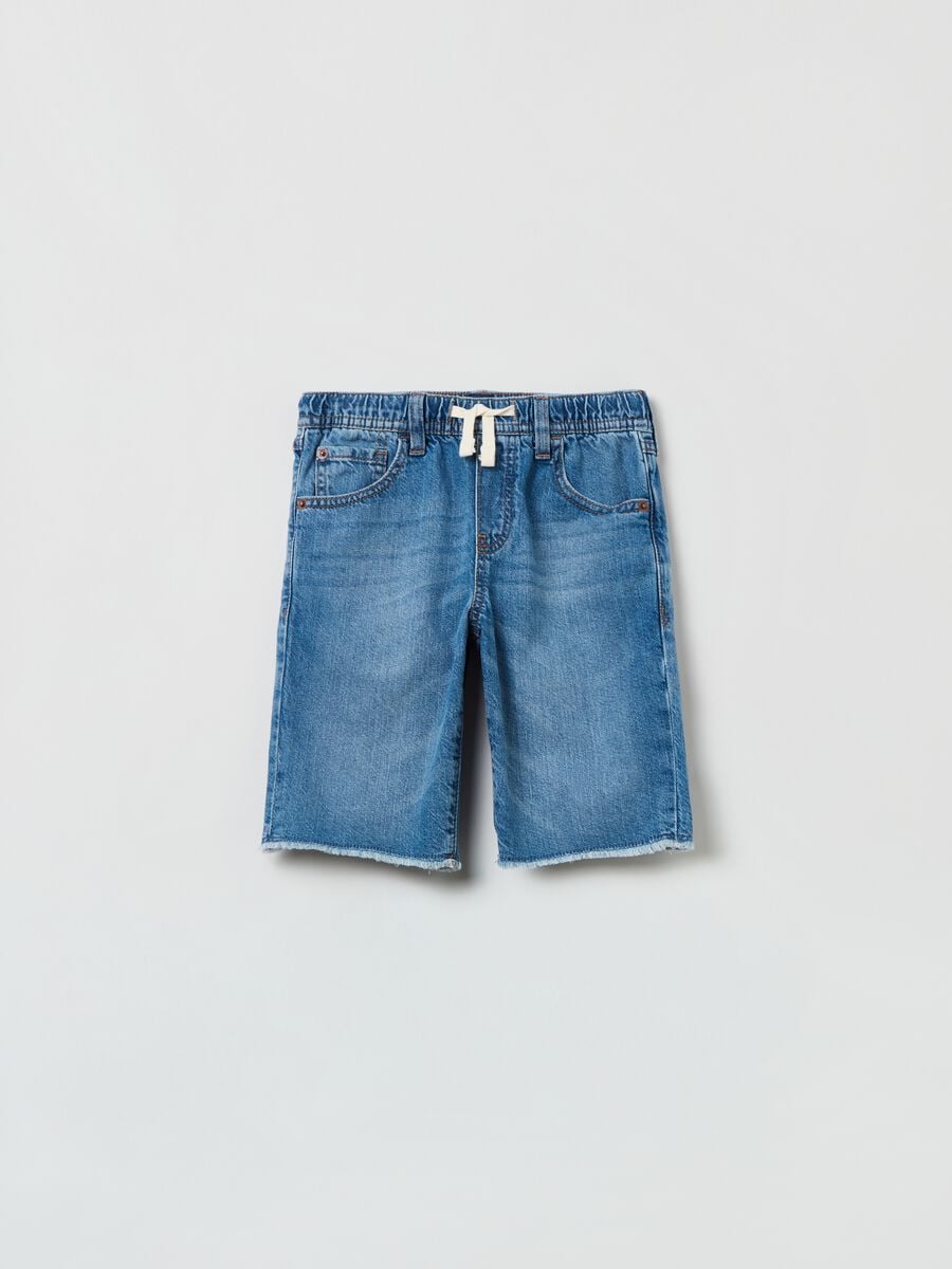 Bermuda in denim con coulisse Bambino_0