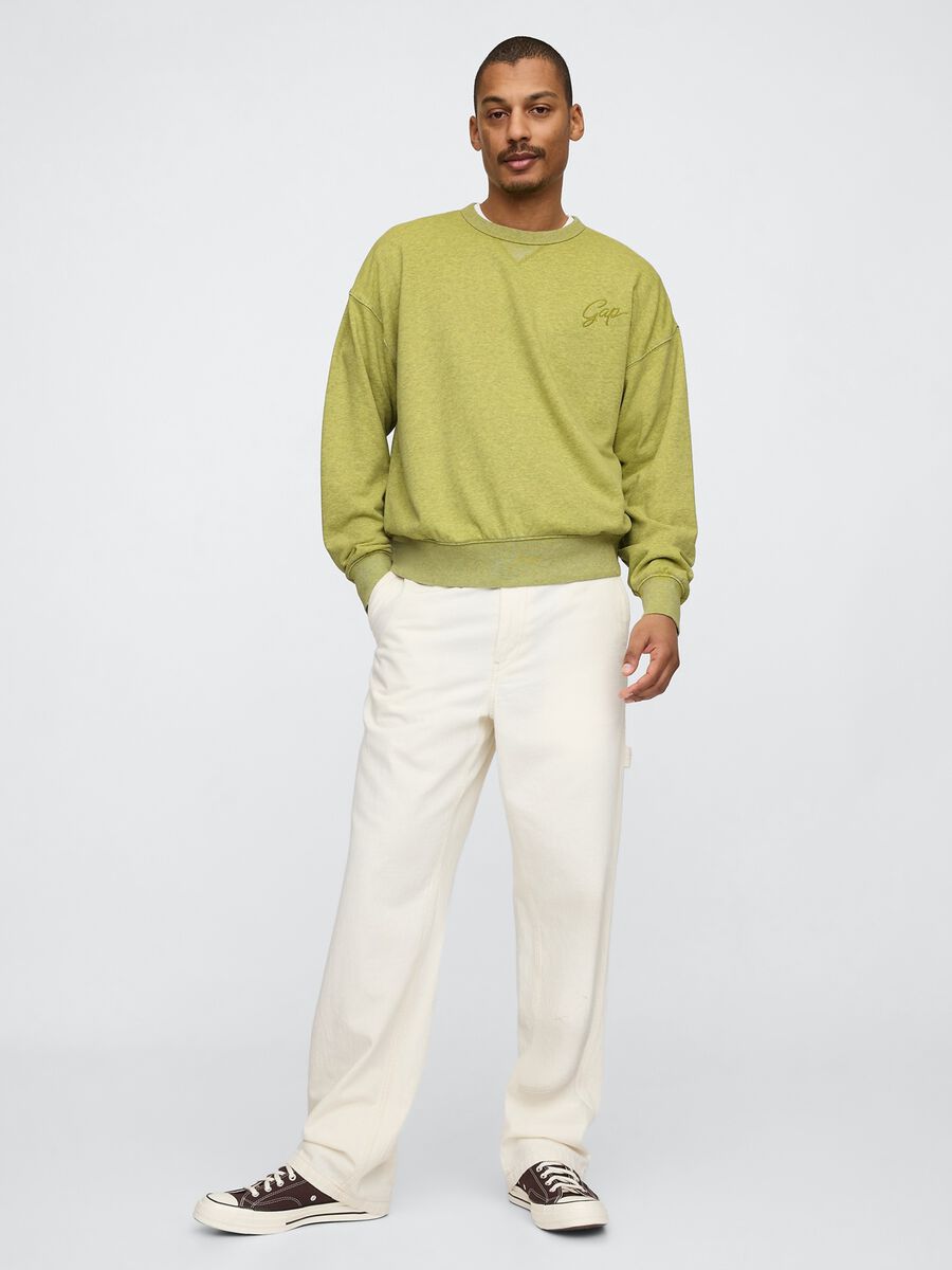 Felpa verde con logo ricamato Man_1
