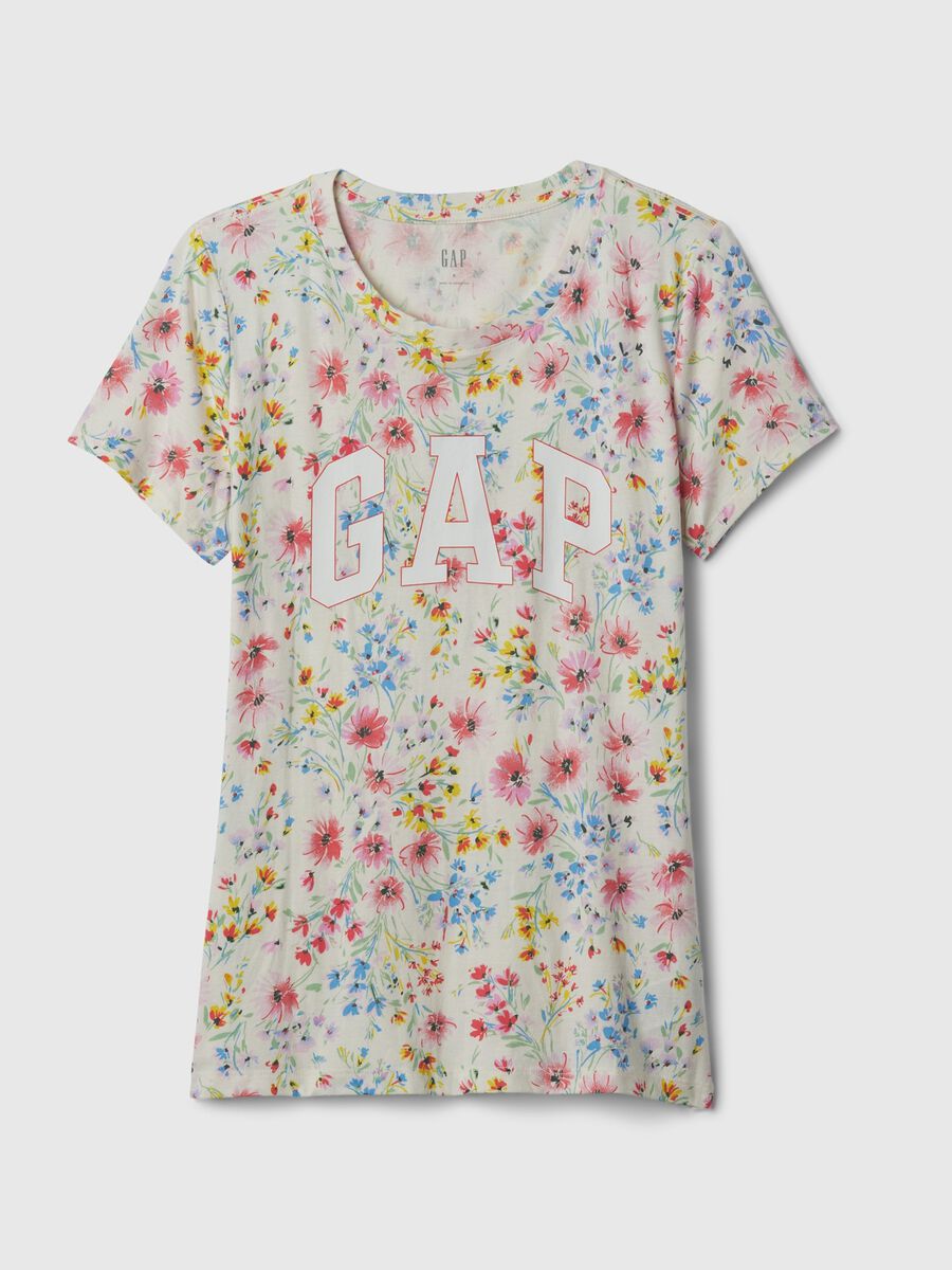 Floral T-shirt with logo print Woman_3