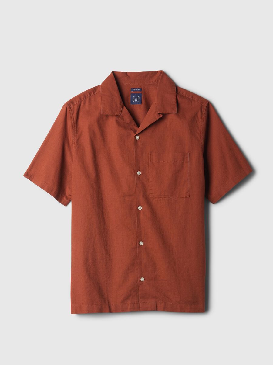 Camicia a maniche corte in lino e cotone Uomo_3