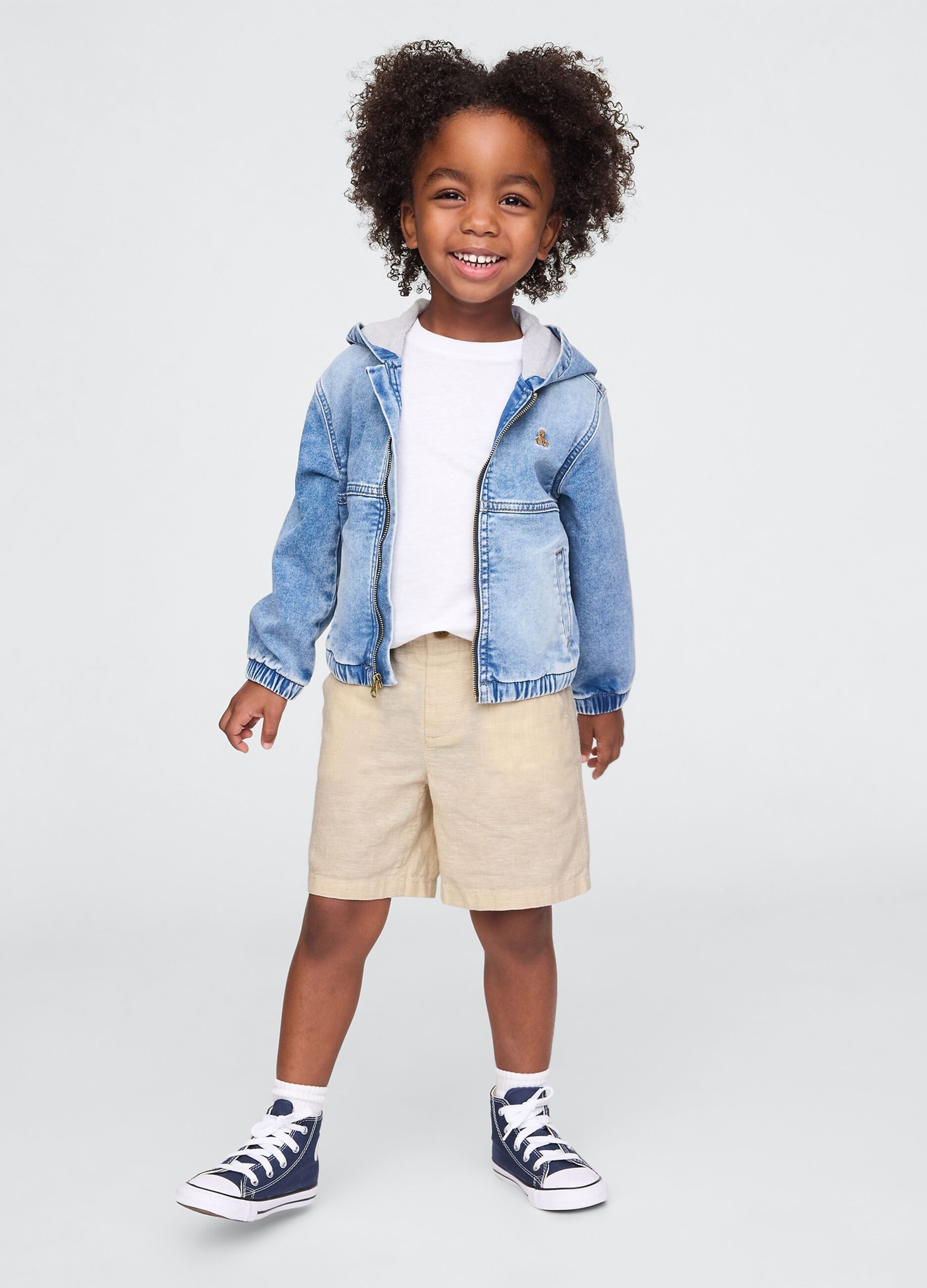 Shorts beige in lino e cotone per bambino