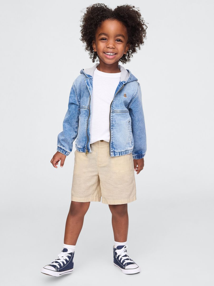 Shorts beige in lino e cotone per bambino Bimbo_0