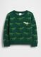 Maglione verde in cotone con dinosauri_0