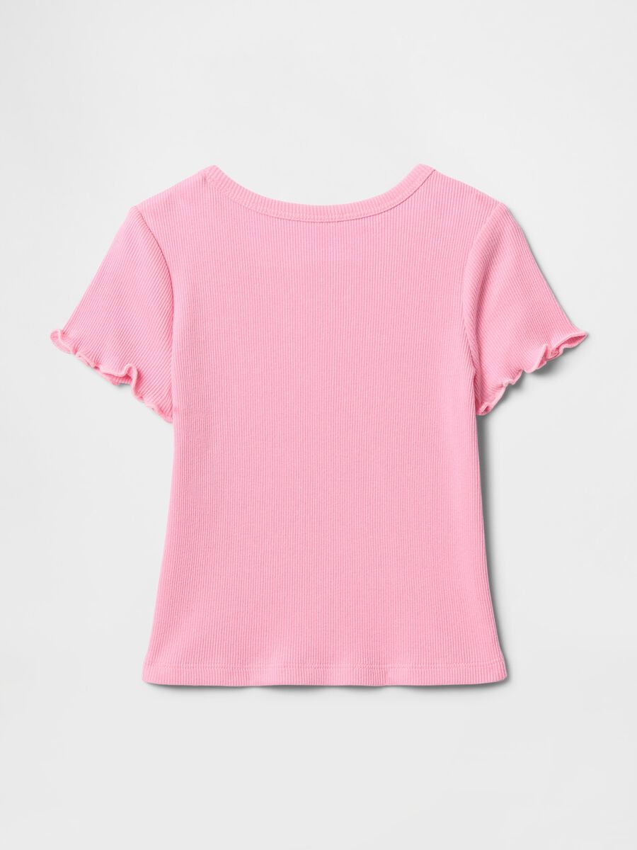 T-shirt rosa a balze maniche corte Baby Girl_1