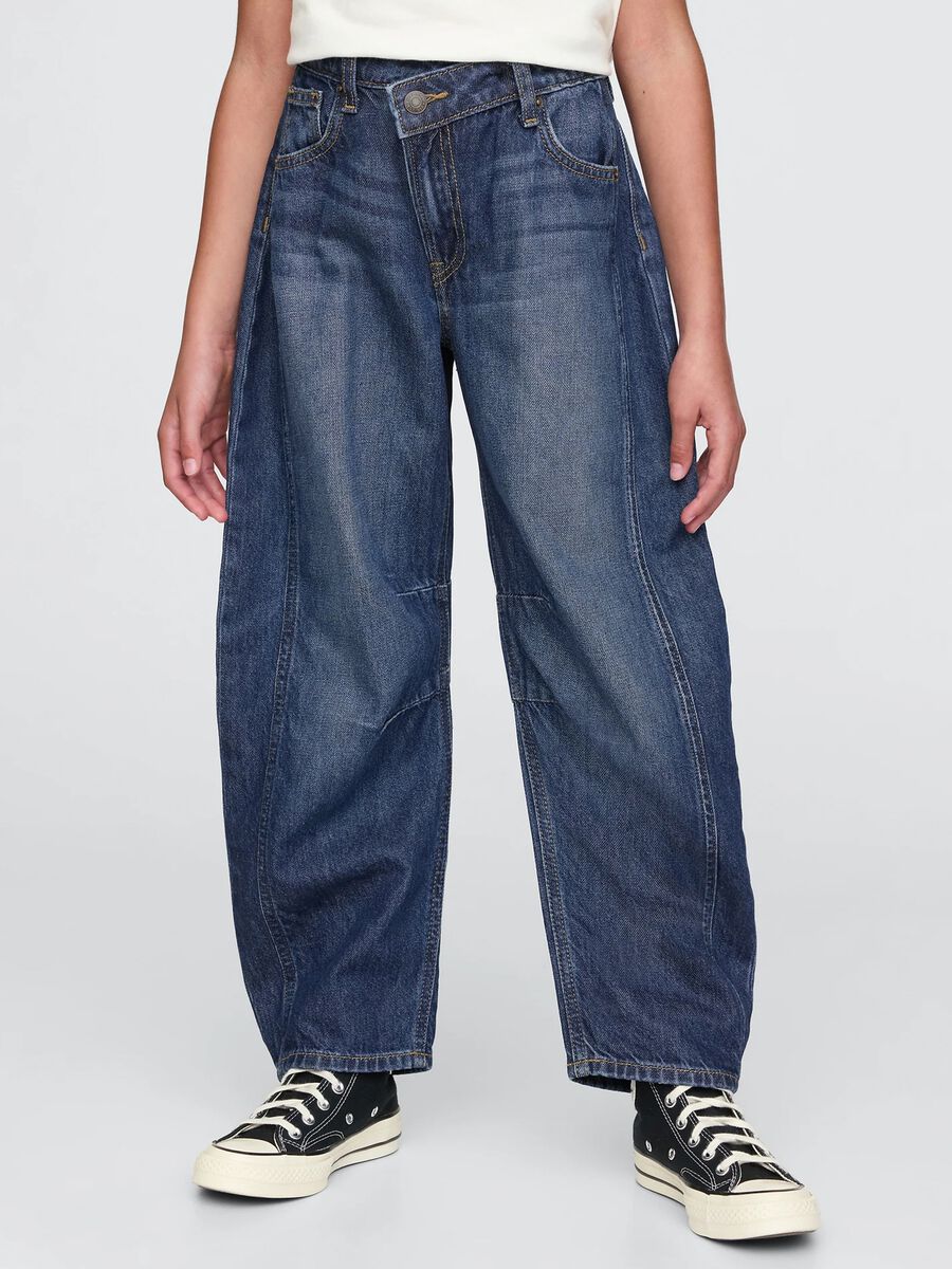 Jeans in denim a gamba larga per bambina Bambina_1