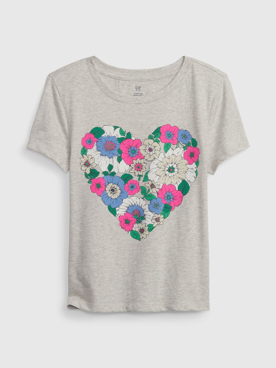 Cotton T-shirt with heart print Girl_0