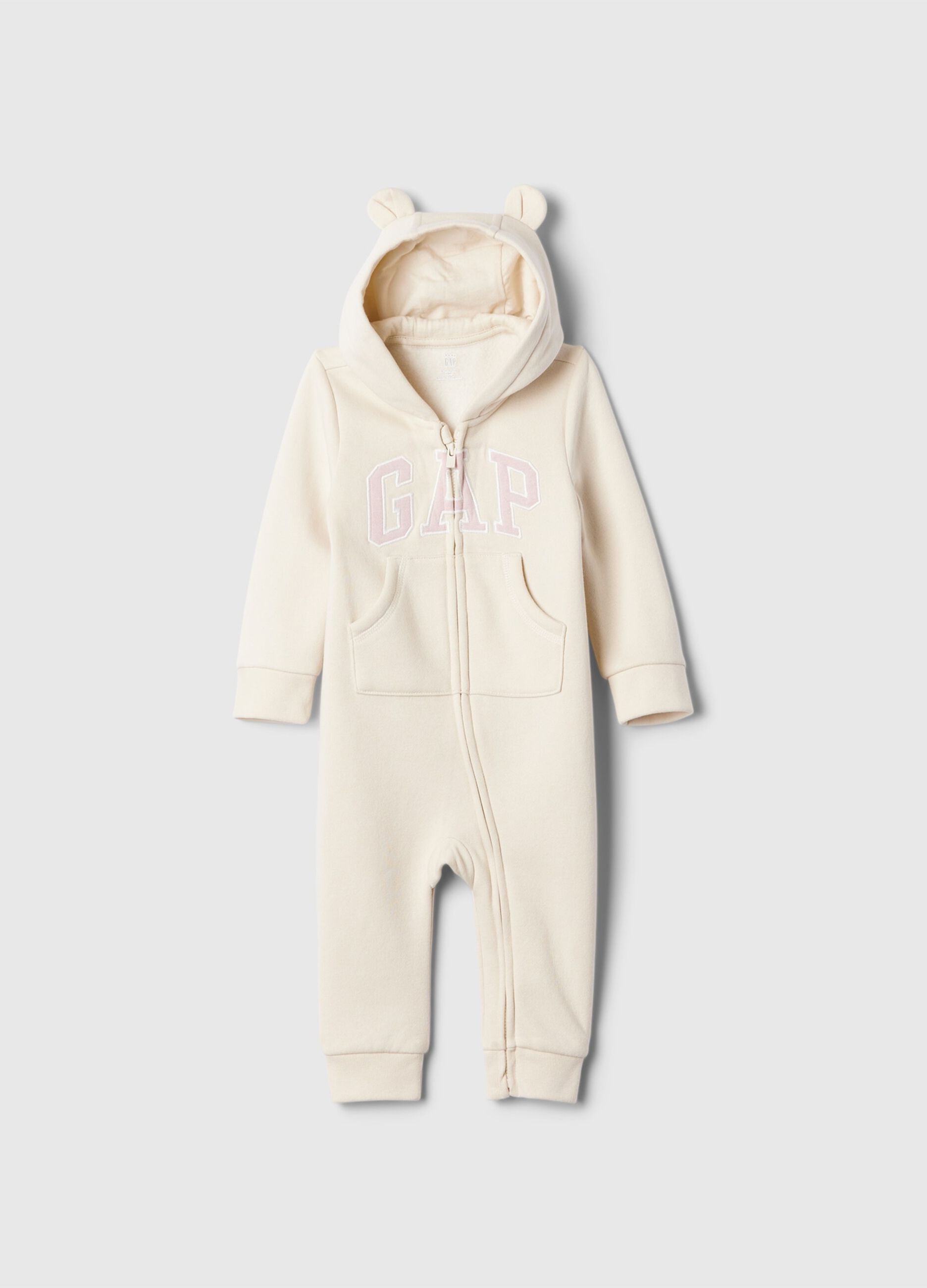 Tutina full-zip con cappuccio e ricamo logo