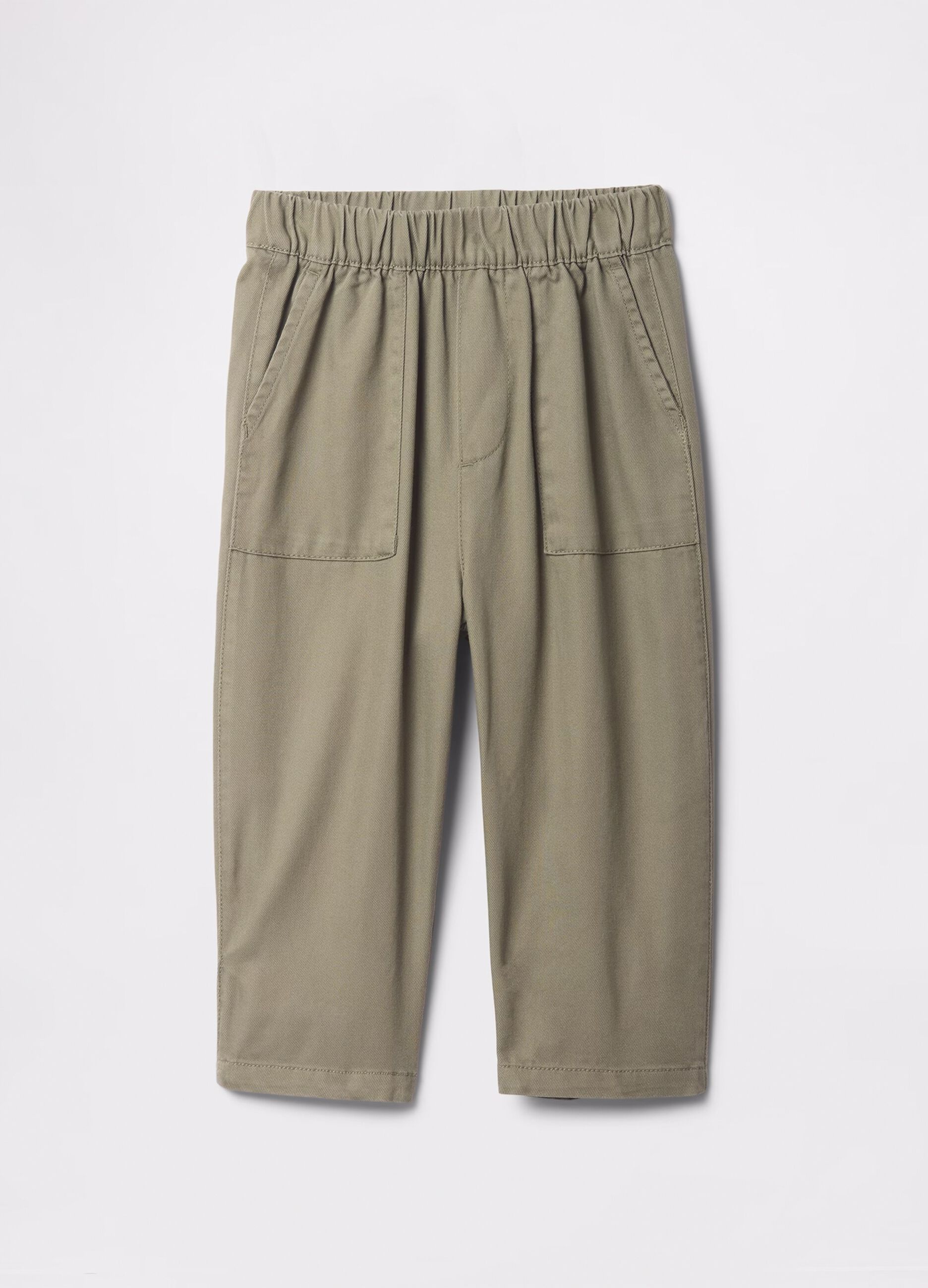 Pantaloni larghi verdi in misto cotone e Lyocell_2