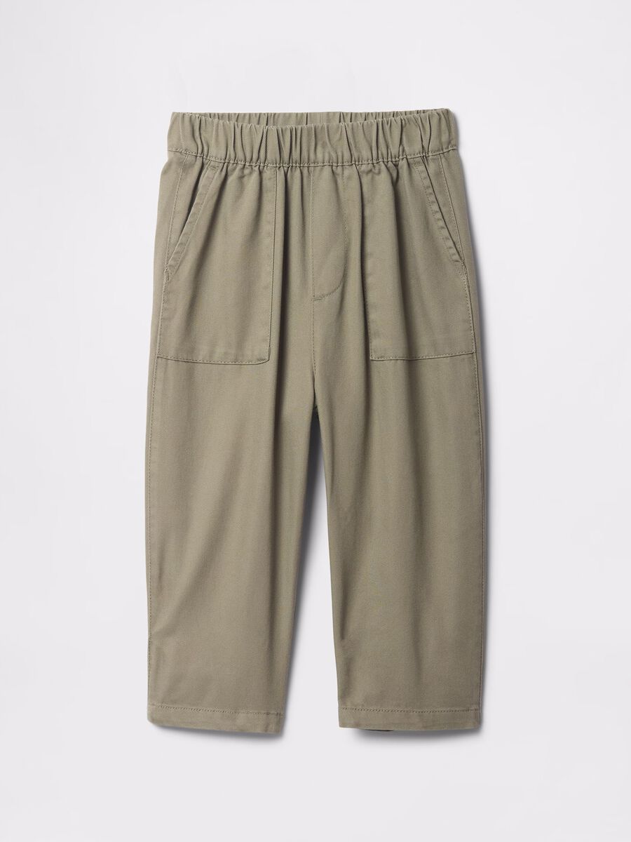 Green wide trousers in cotton and Lyocell blend Baby Boy_2