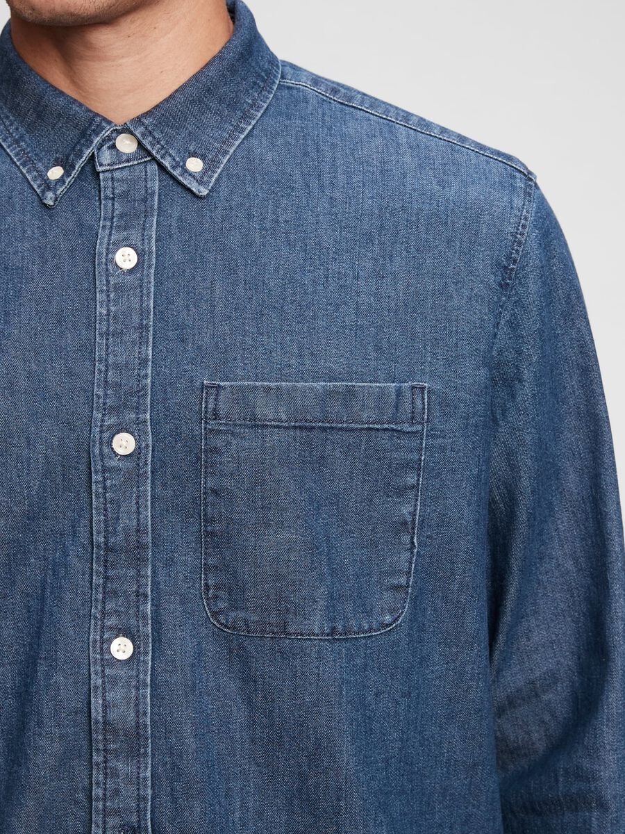 Camicia in denim con tasca Uomo_3