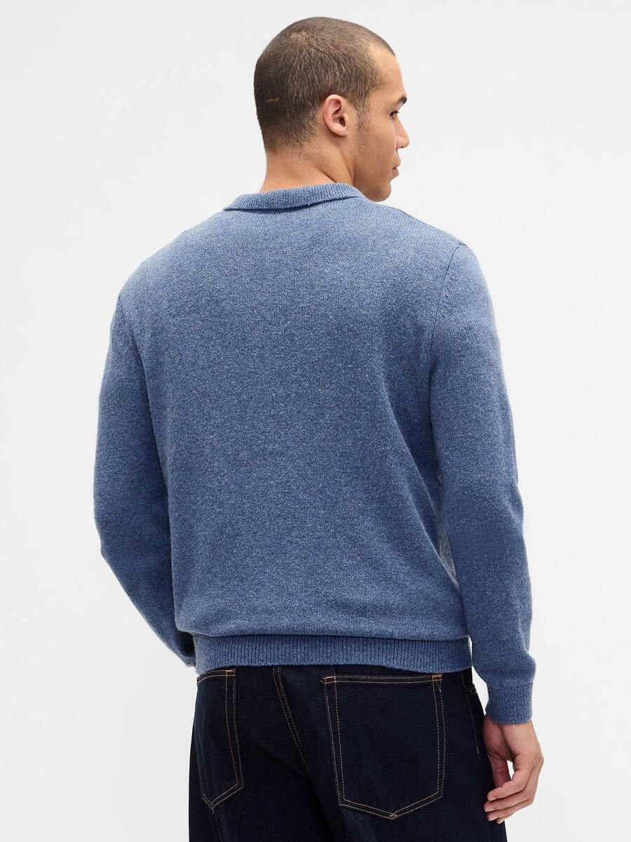 Blue wool and polyamide blend pullover Man_1