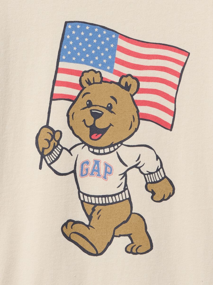 T-shirt a maniche corte beige con stampa orso GAP Kids Bimbo_2