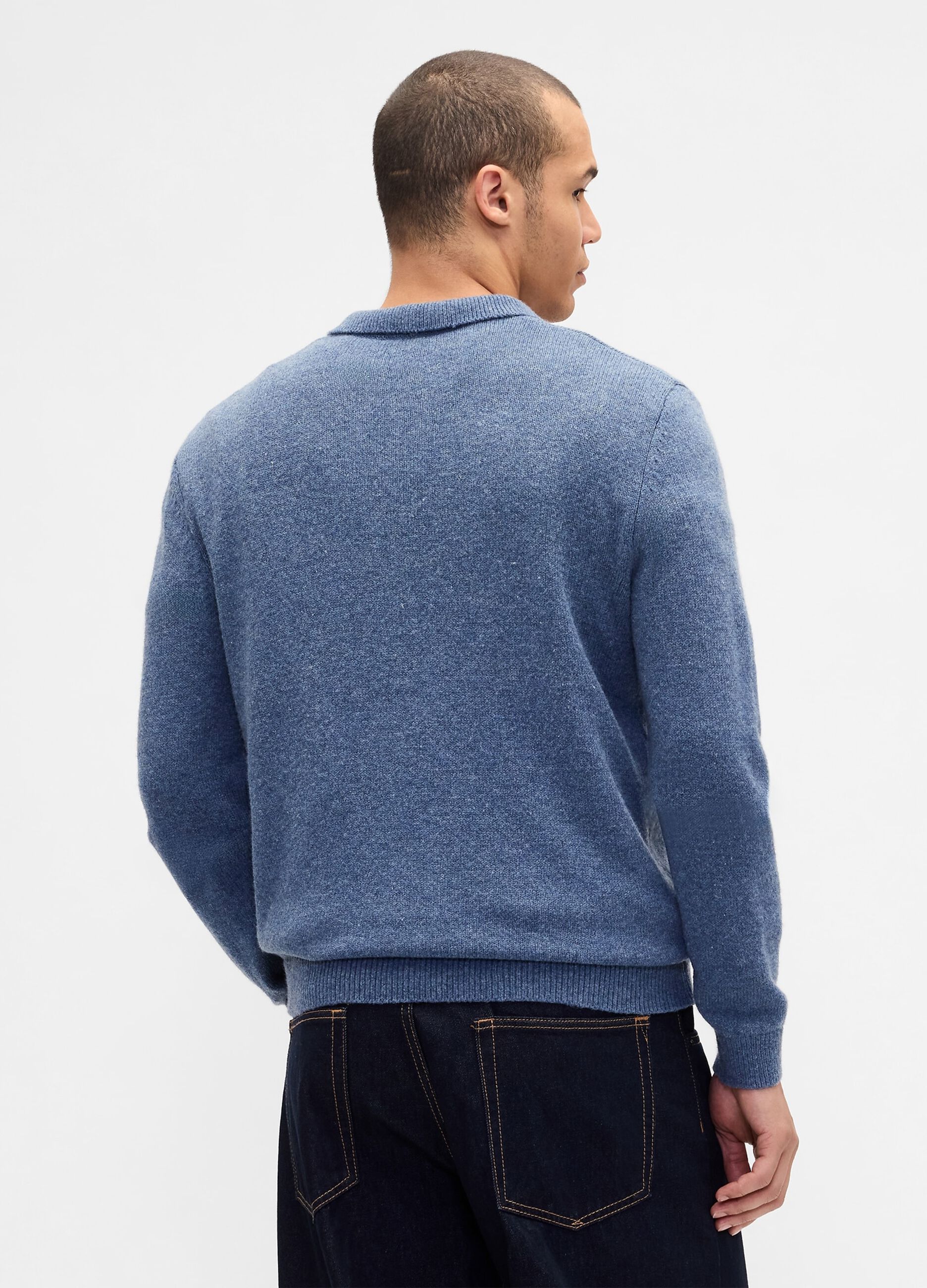 Blue wool and polyamide blend pullover