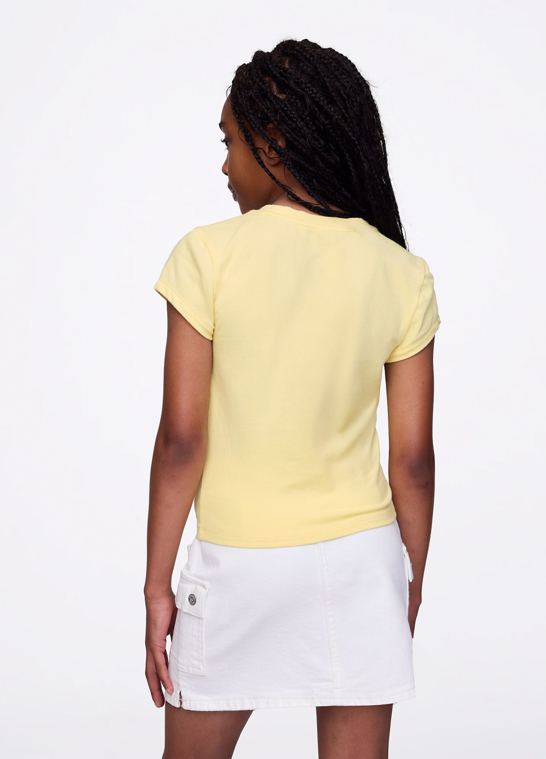 T-shirt gialla in cotone stretch_1