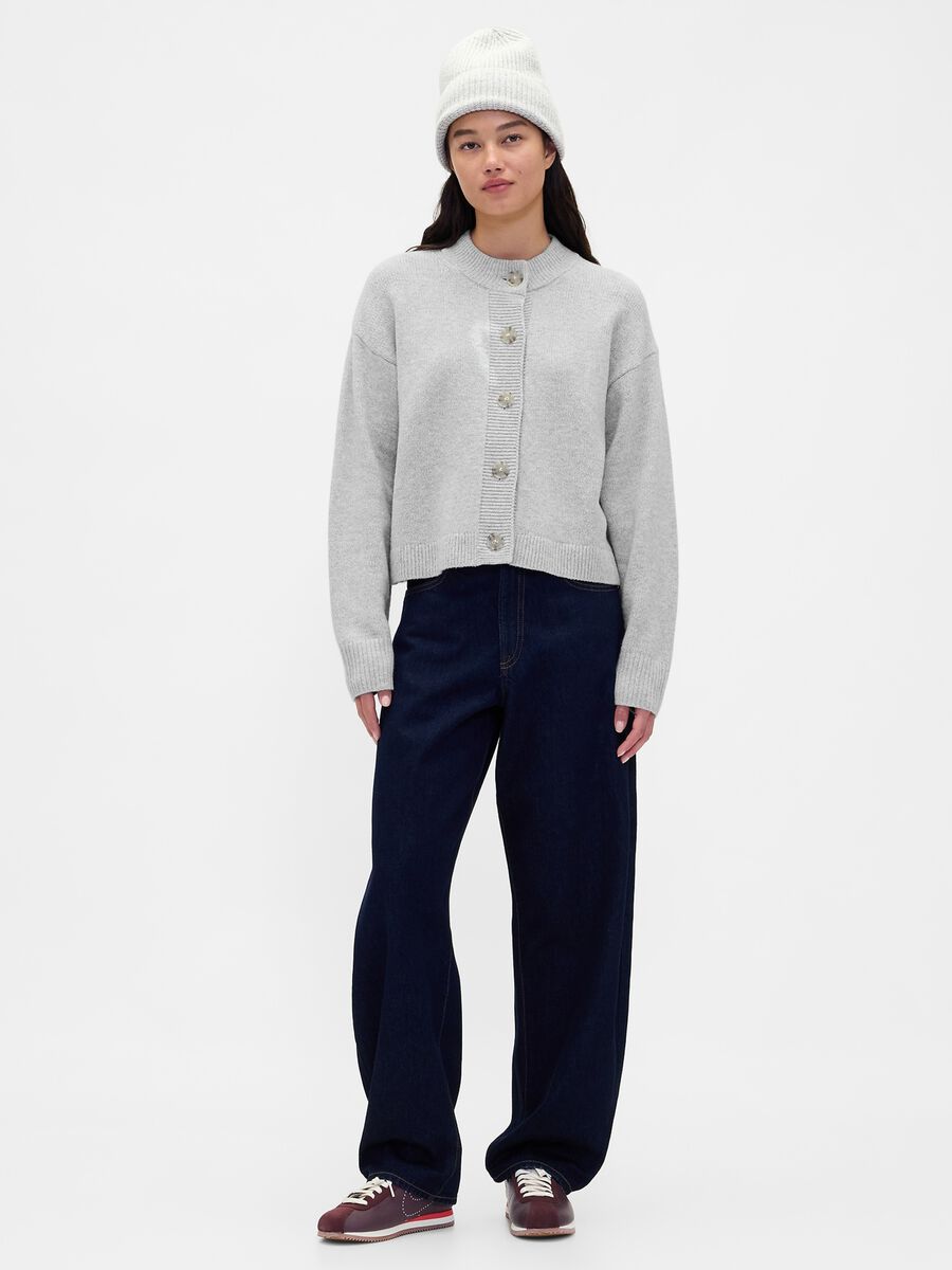 Cardigan grigio in misto cotone Donna_2