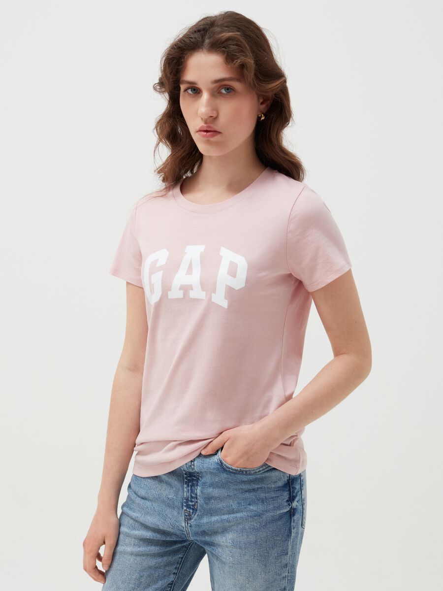 Cotton T-shirt with logo print Woman_0