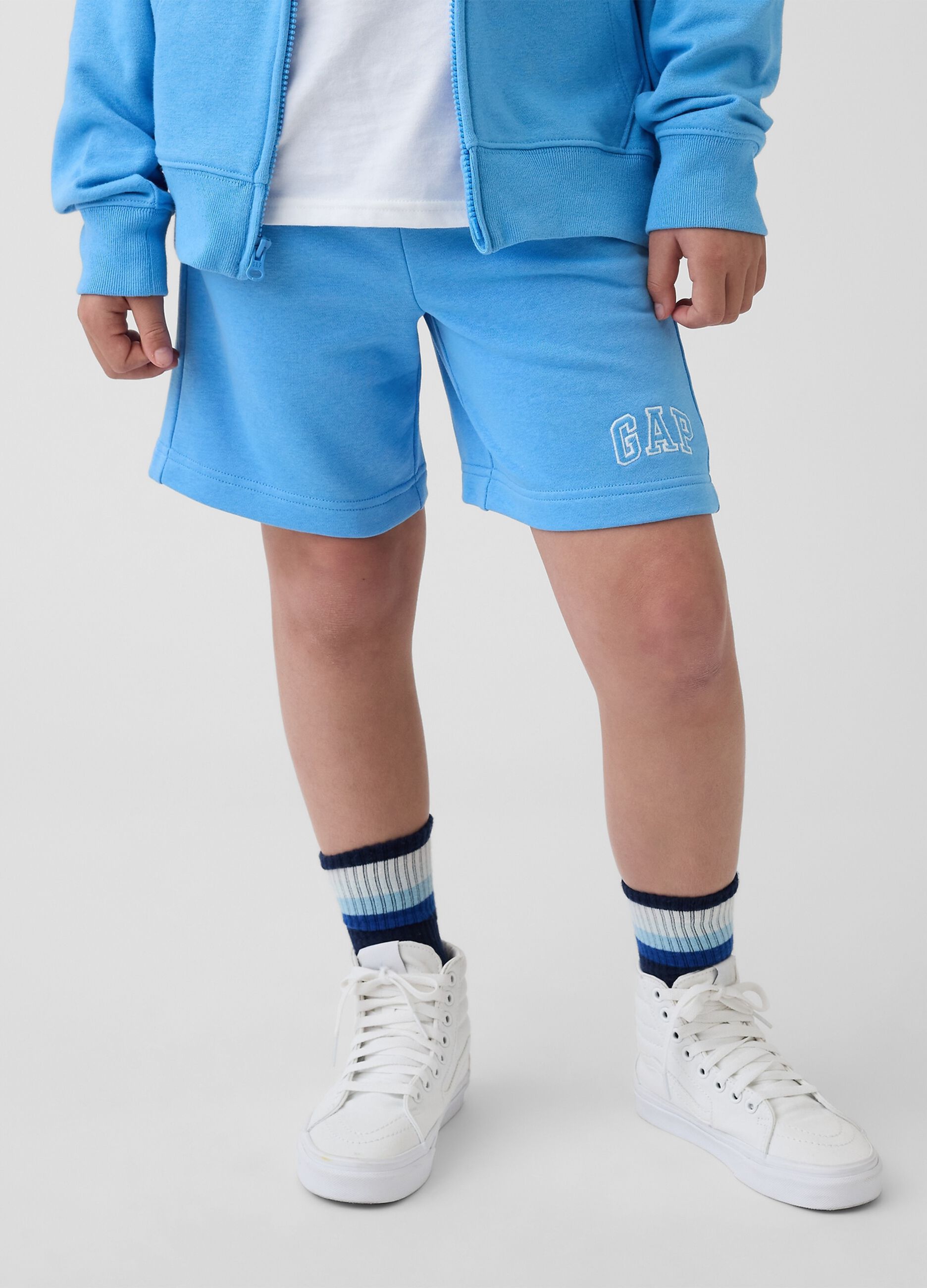Children's regular fit blue cotton blend shorts
