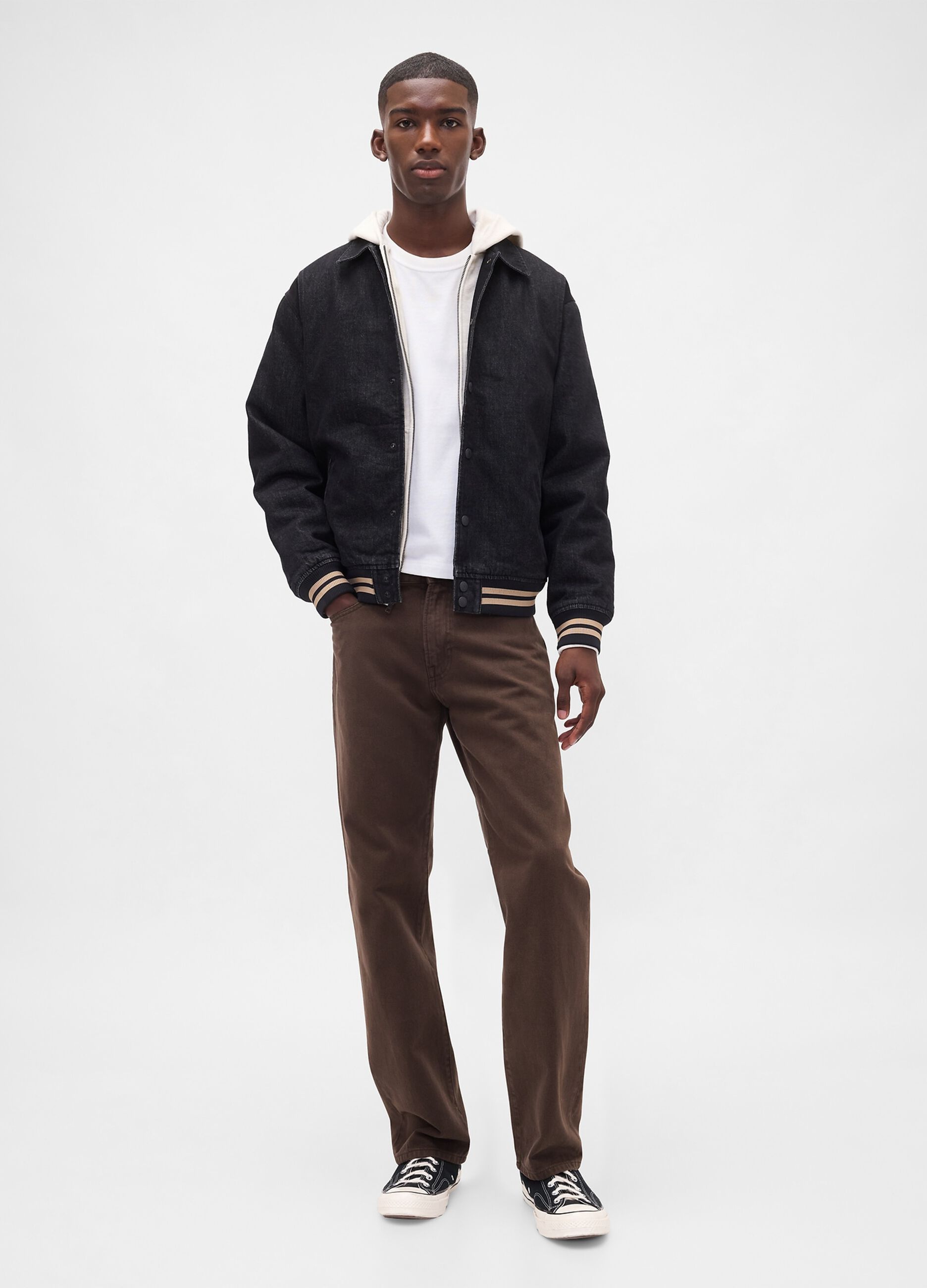 Pantaloni dritti in denim marrone