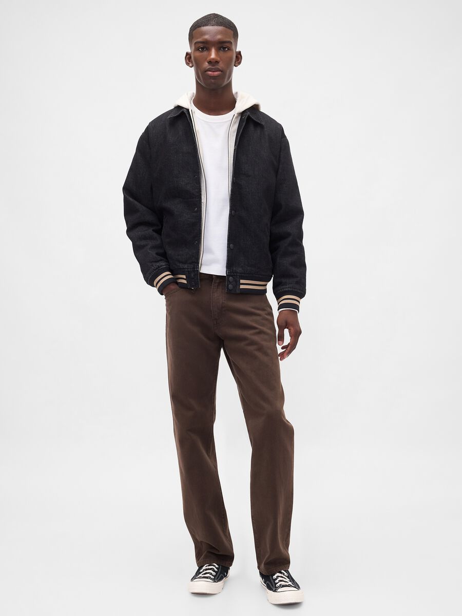 Pantaloni dritti in denim marrone Uomo_0