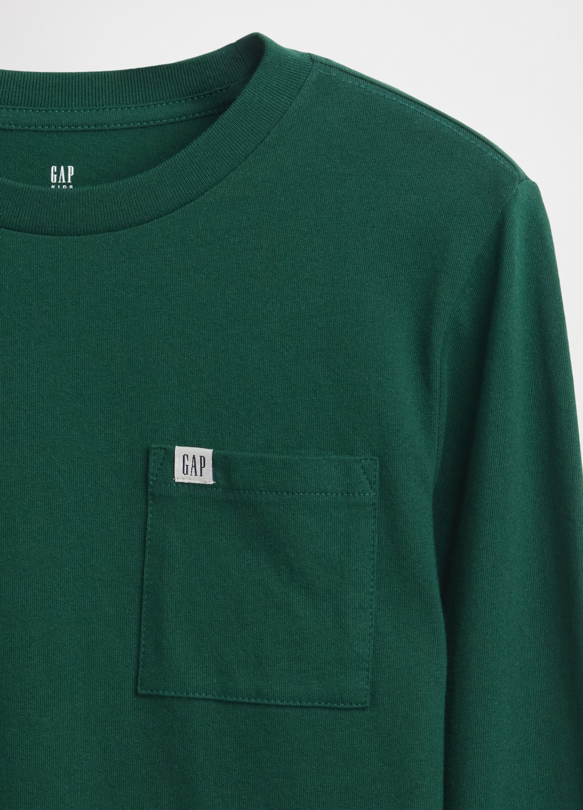 T-shirt verde a maniche lunghe in cotone_1