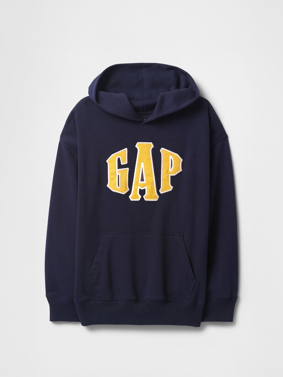 Felpa blu con cappuccio e logo GAP Bambino_4