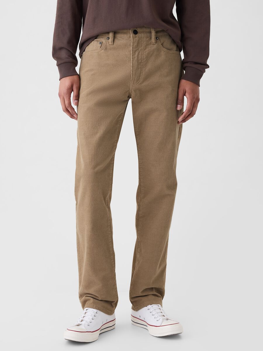 Straight-fit trousers in stretch corduroy Man_1
