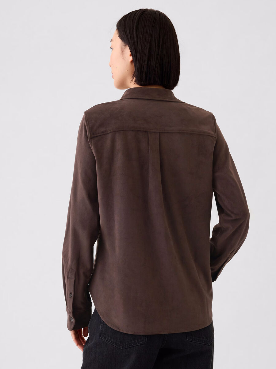 Camicia scamosciata con tasca Donna_2