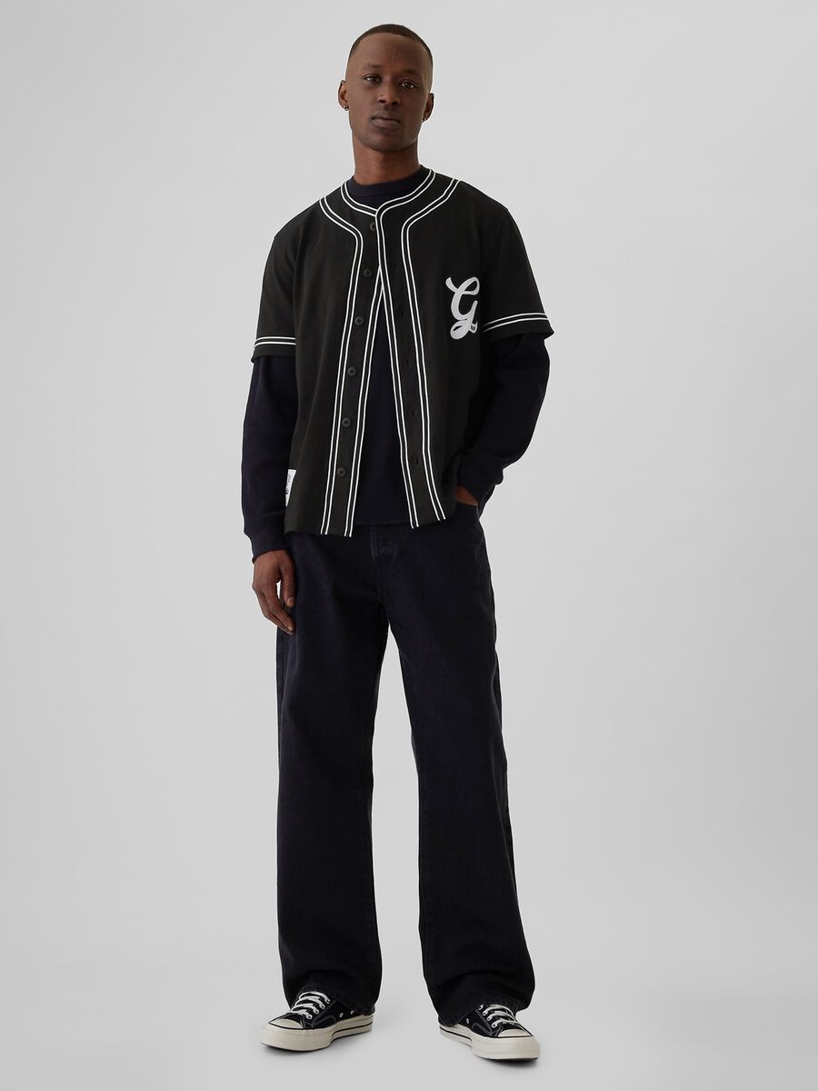 Camicia baseball con profili rigati Uomo_1