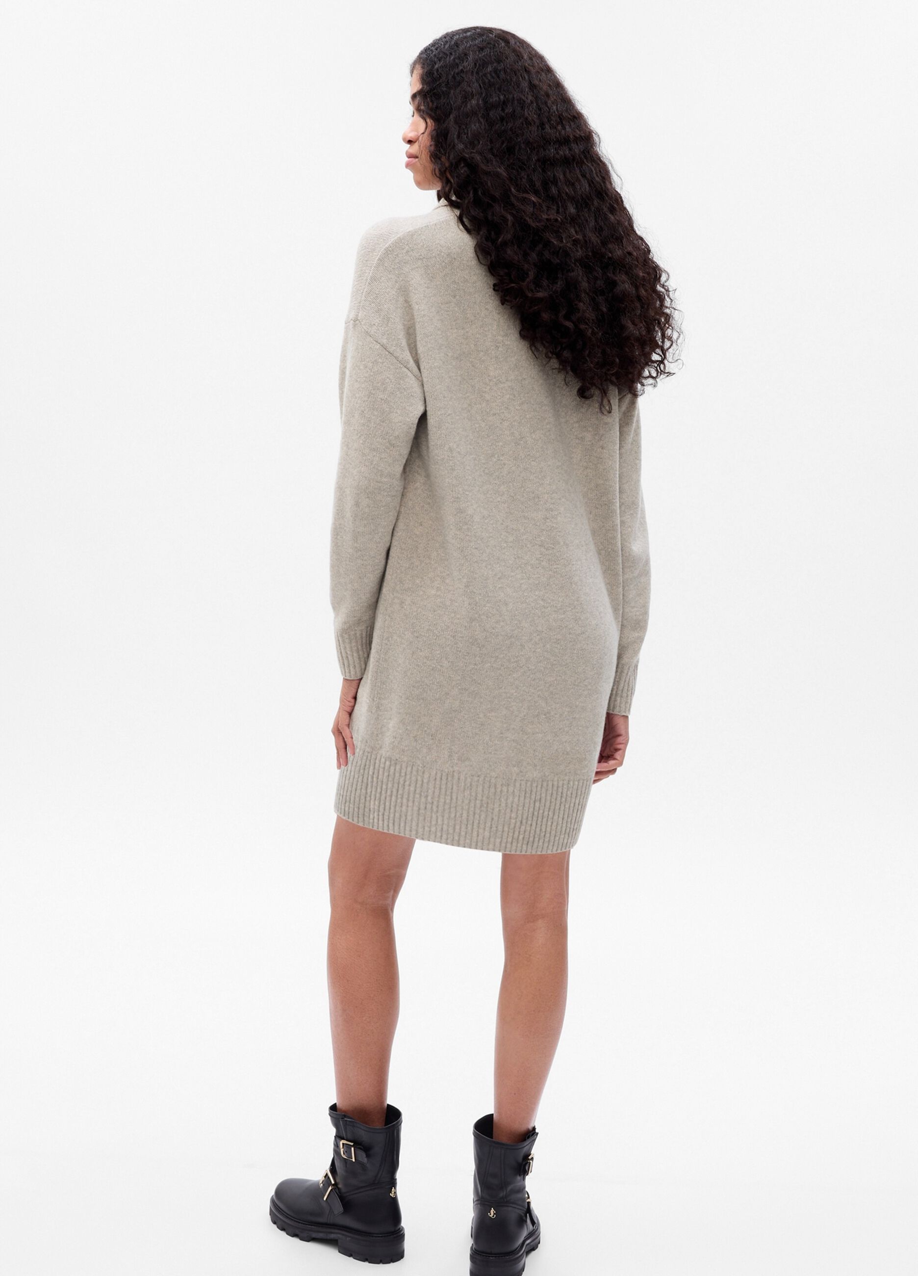 Short oversized dress with high neck_1