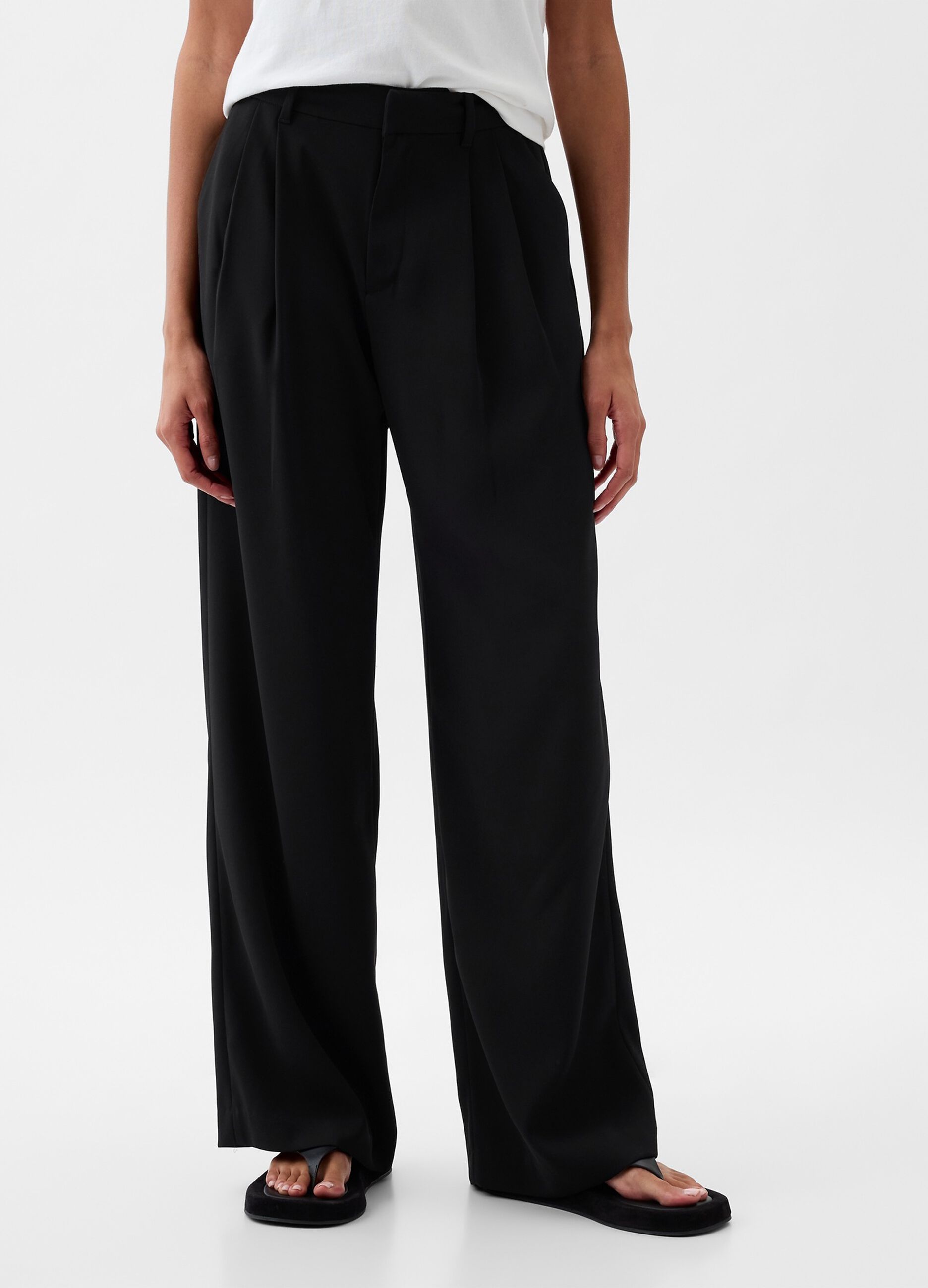 Pantalone wide leg vita alta con pinces_1