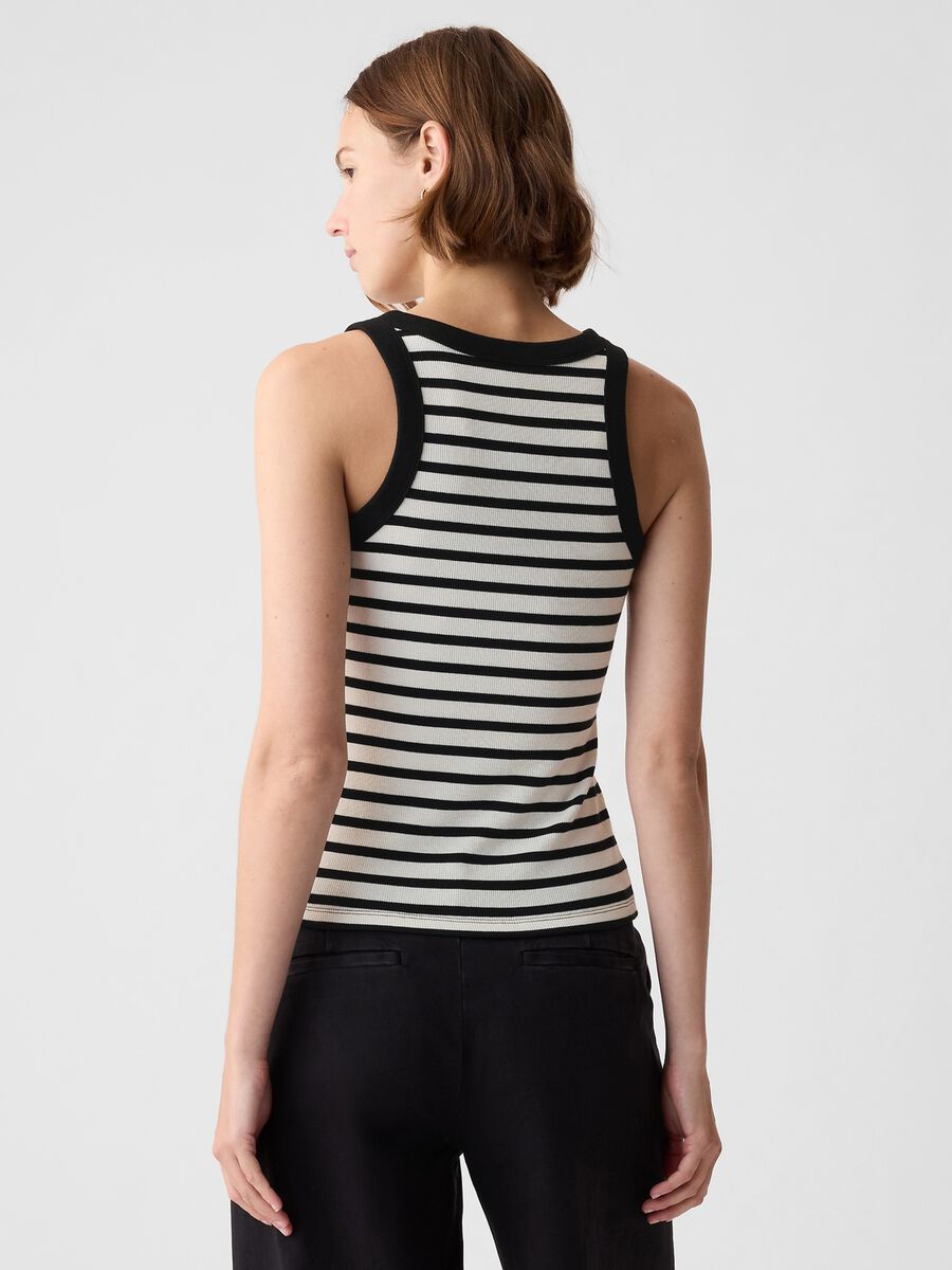 Tank top a costine con scollo halter Donna_1