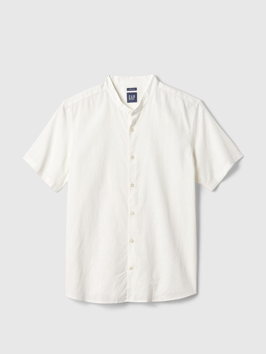Camicia a maniche corte collo alla coreana Uomo_3
